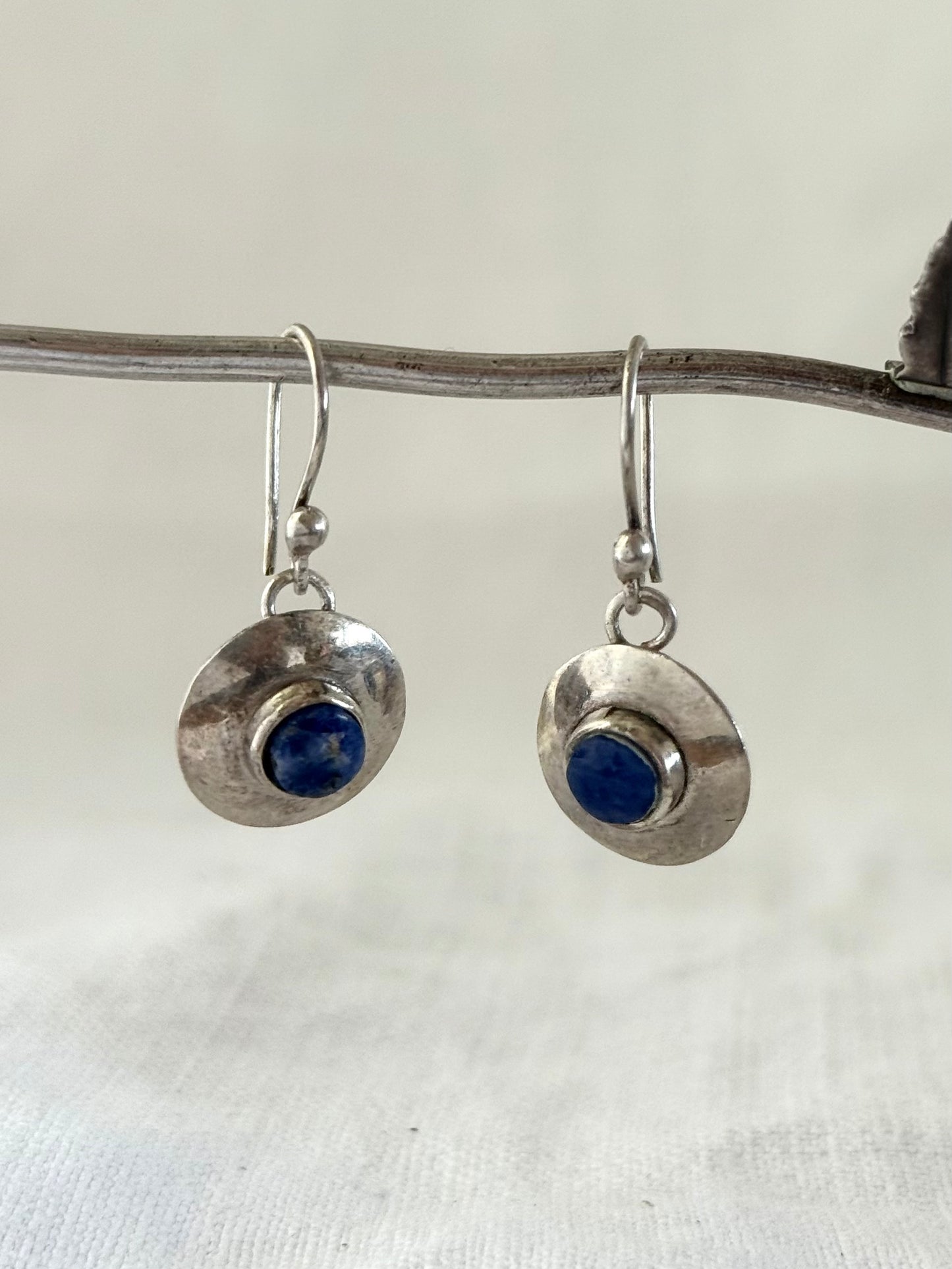 .925 Lapis Lazuli artisan made drop dangle earrings