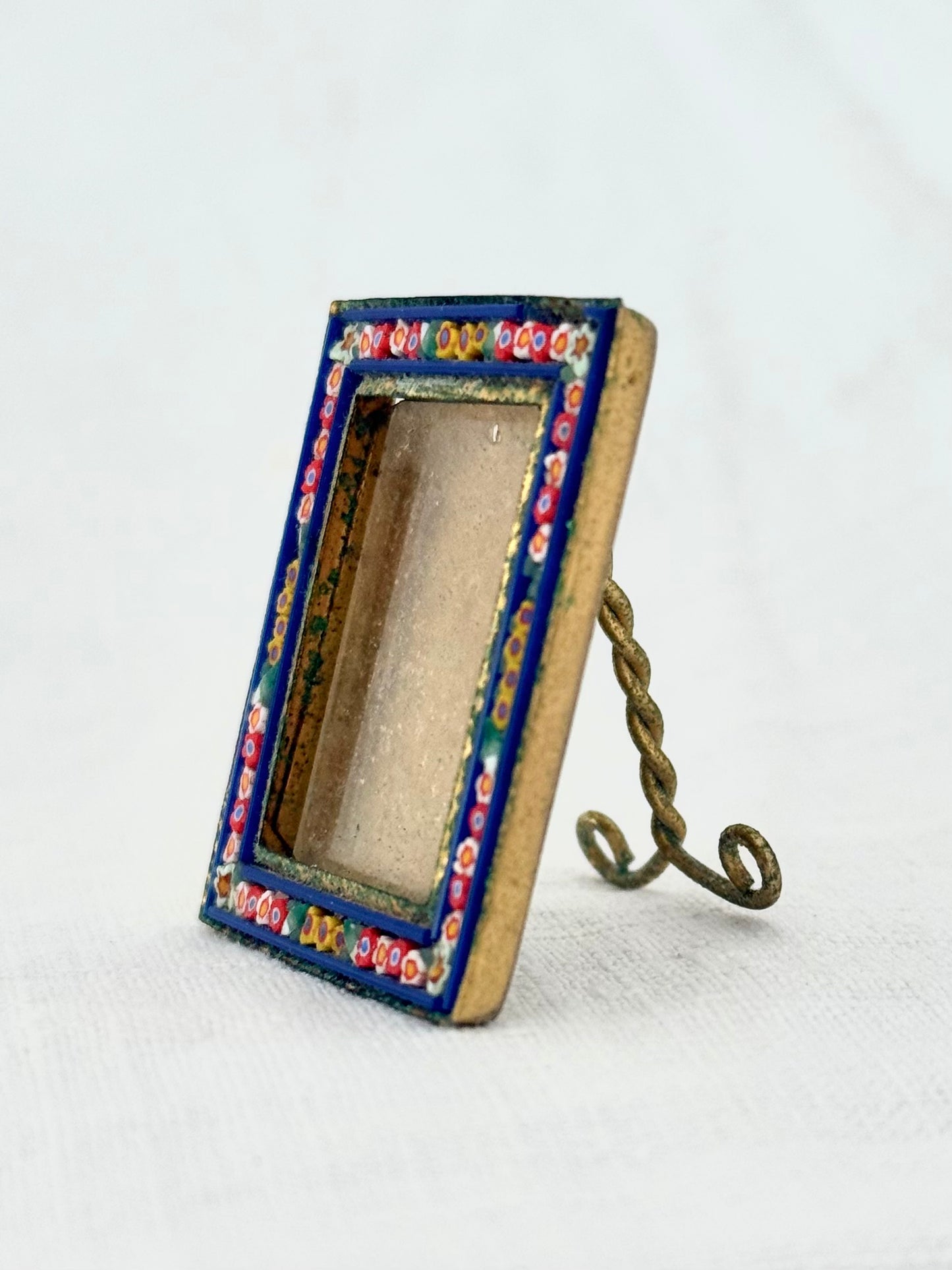 .1960s .1970s Italian Miniature Micro Mosaic Tiny Brass picture frame