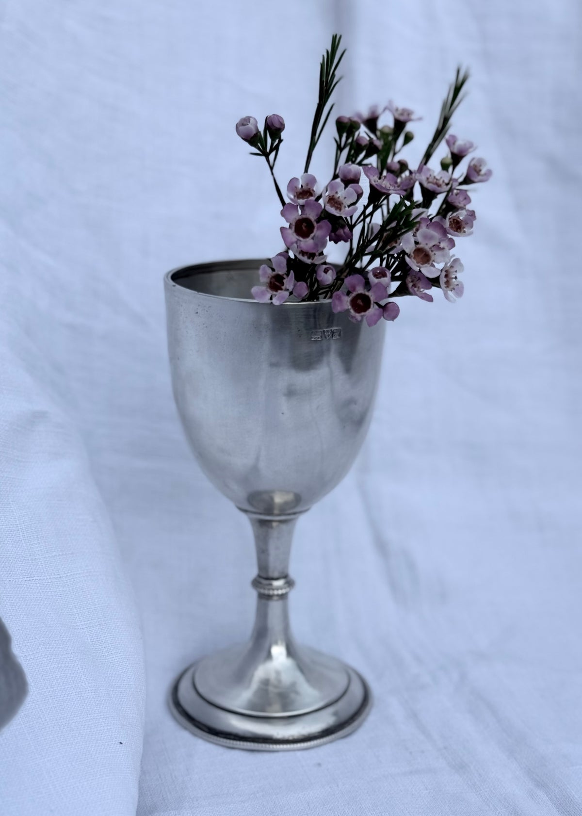 .1908 antique Chester hallmark silver large sterling silver chalice wine glass vessel goblet cup