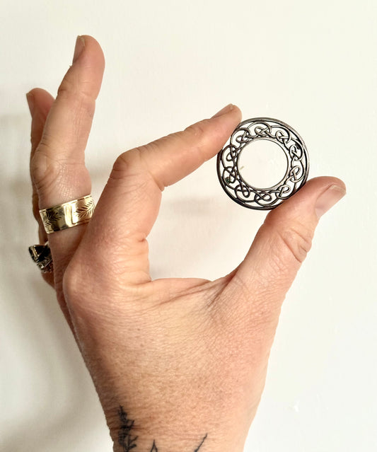 .1950 .925 silver Celtic Edinburgh hallmark circle target brooch