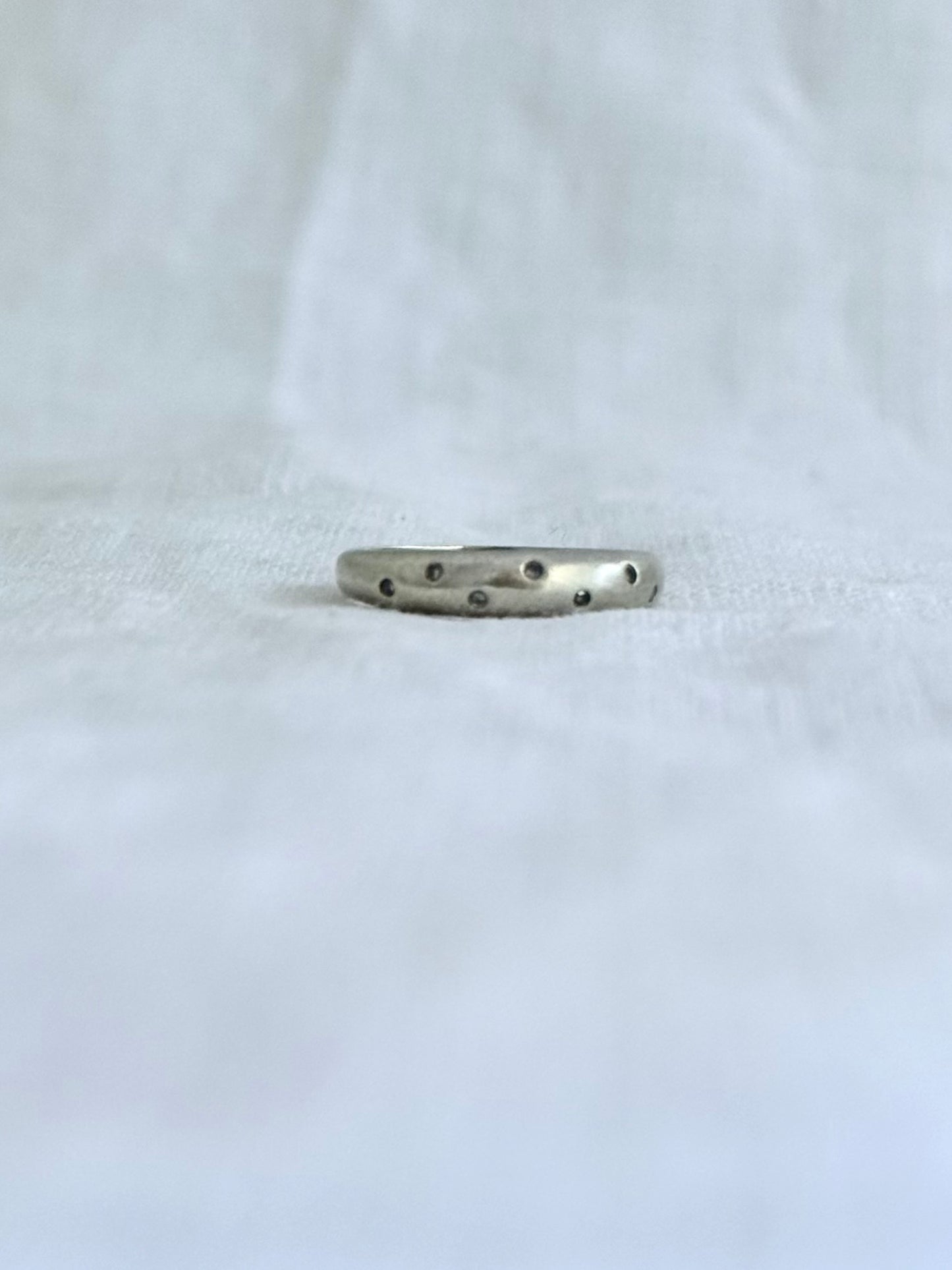 .375 .7 diamond .9ct gold modernist luxury white gold scattered diamond eternity ring band