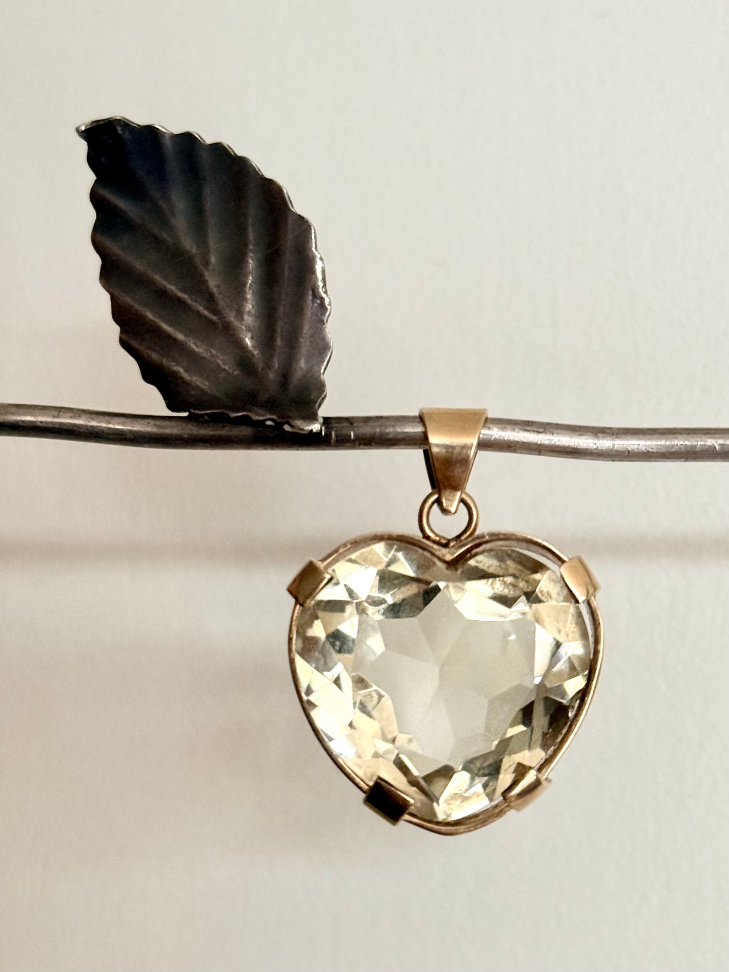 .1970s .1980s .25ct gemstone heart .9ct gold large heart light shade Smoky Quartz solid gold heart statement gemstone pendant