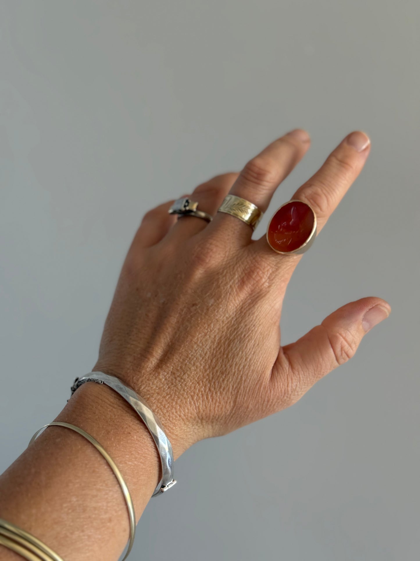 .1961 .925 Birmingham diamond faceted sterling silver hallmarked mid century modern harlequin clasp bangle