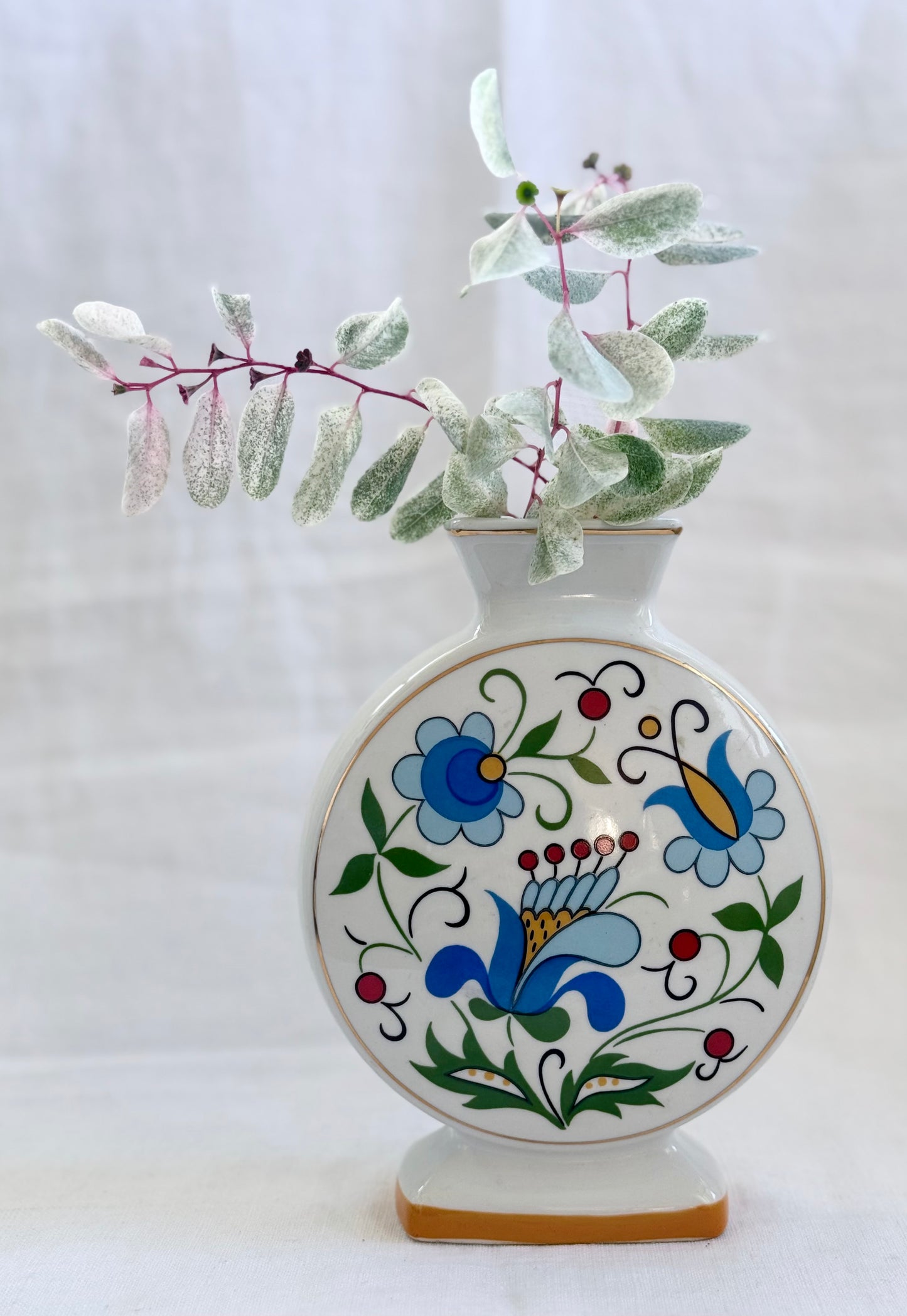 .1960s .1970s Poland Lubiana floral folk art vintage porcelain vase