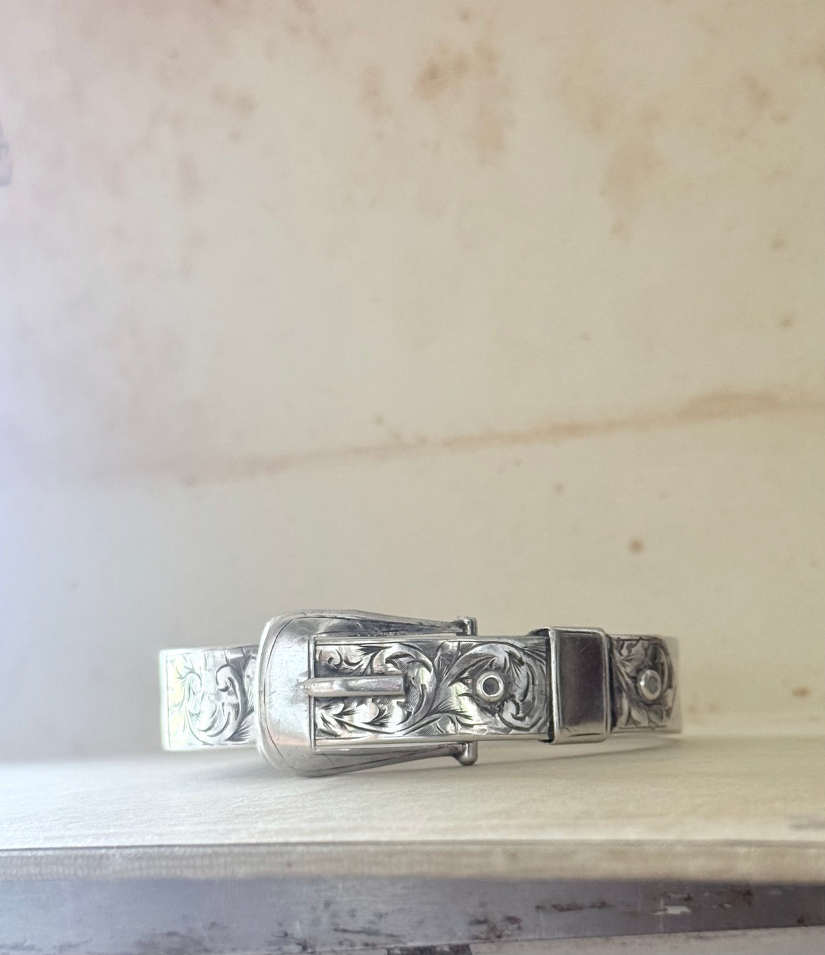 .1957 .925 Chester hallmarked silver Buckle symbolism rare Victorian revival silver clasp cuff sterling silver bangle