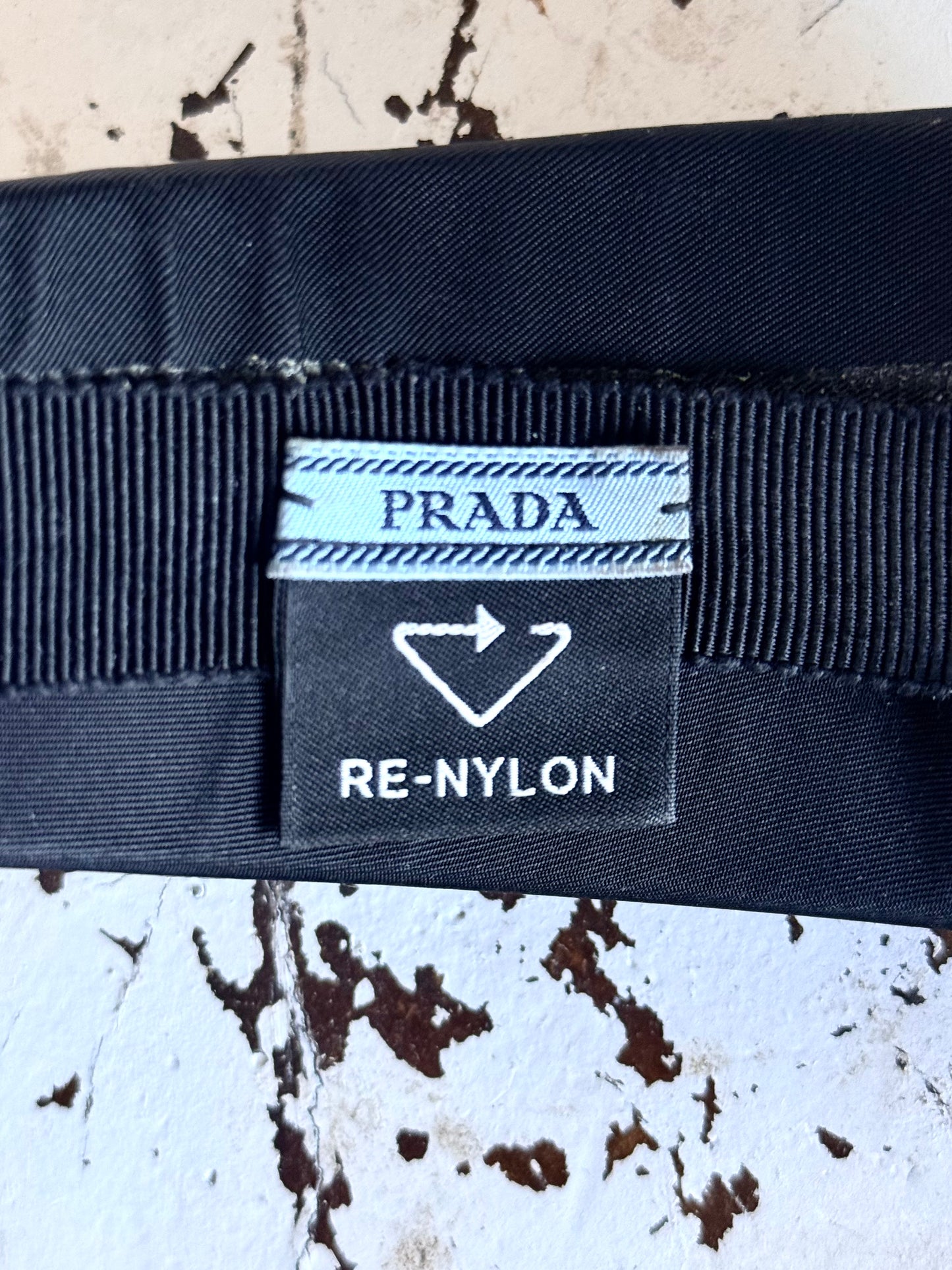 .1990s .2000s designer PRADA black hair accessory Triangle logo RE-NYLON oversized puffy headband