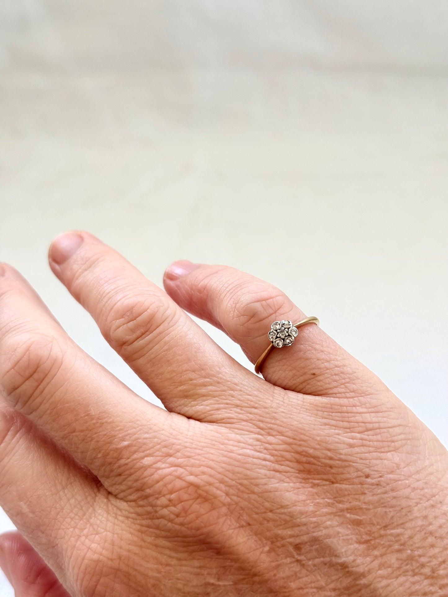 .18ct .1900s .7 diamond .750 yellow gold Diamond cluster Star Set Celestial antique heirloom diamond gold commitment ring engagement ring