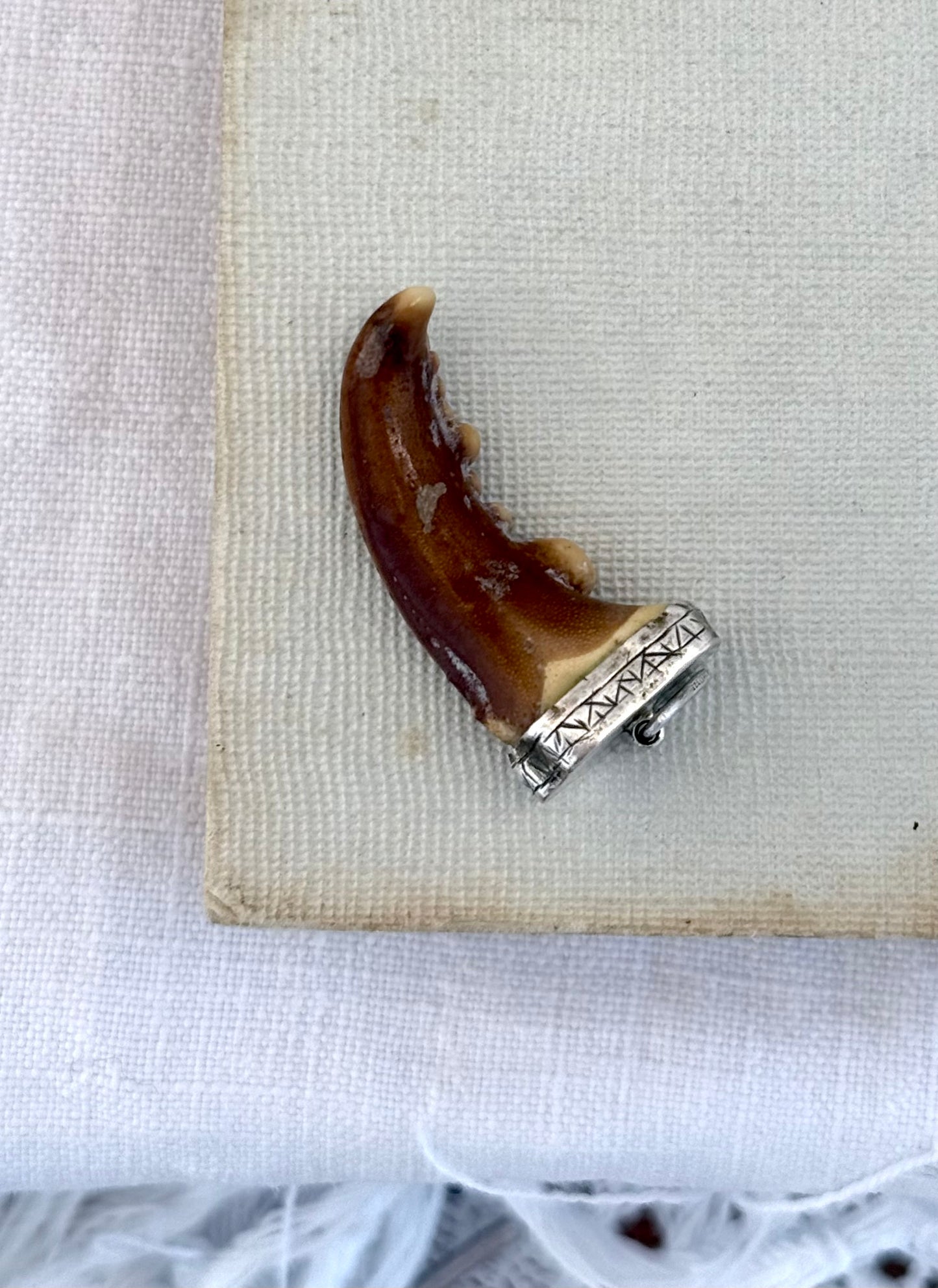 .1900s .925 Antique Vintage Artisan made Lobster Claw lucky charm talisman pendant