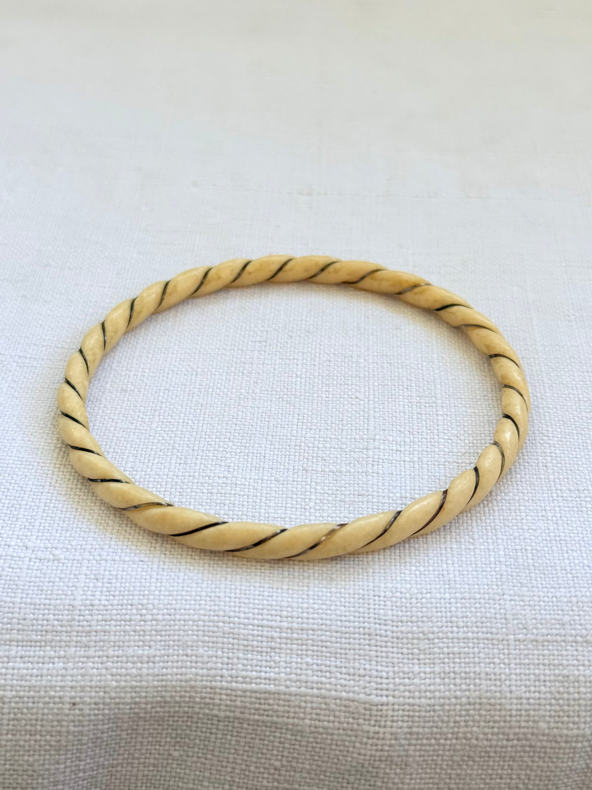 .1900s antique pre ban ivory bone 9ct gold woven wrapped stack bangle