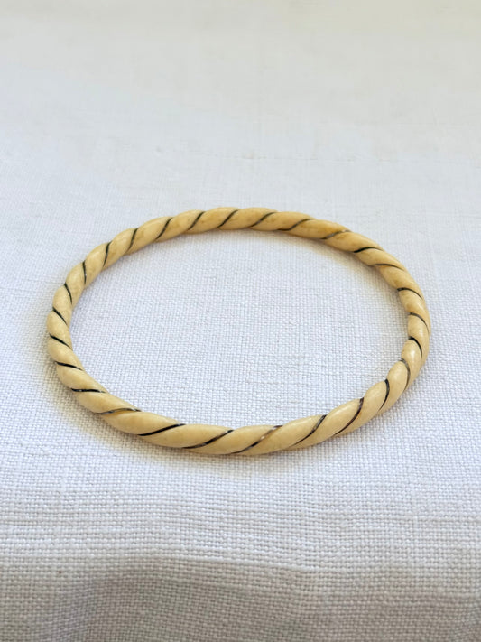 .1900s antique pre ban ivory bone 9ct gold woven wrapped stack bangle
