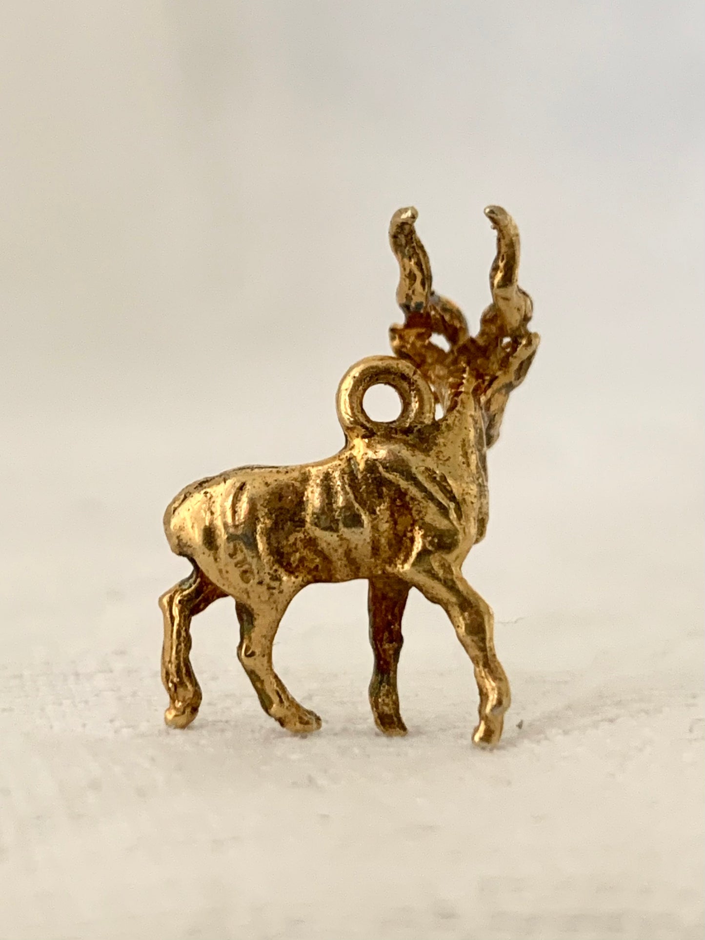 .925 1950s 1960s Antelope Bokkie Gold Fill Figural Buck Golden modernist mid century modern silver gold plated figural Charm pendant