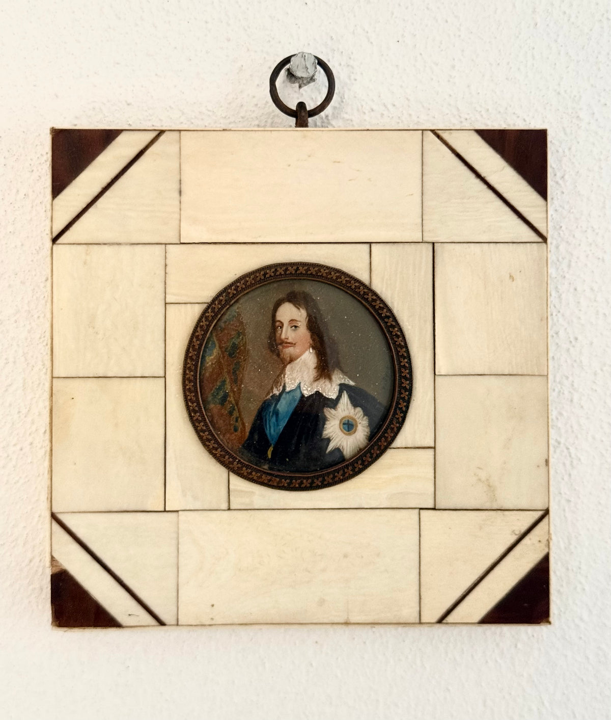 .1600s .1700s .1800s Baroque revival hand painted exceptional art framed PORTRAIT MINIATURE of King Charles I (1600 - 1649)