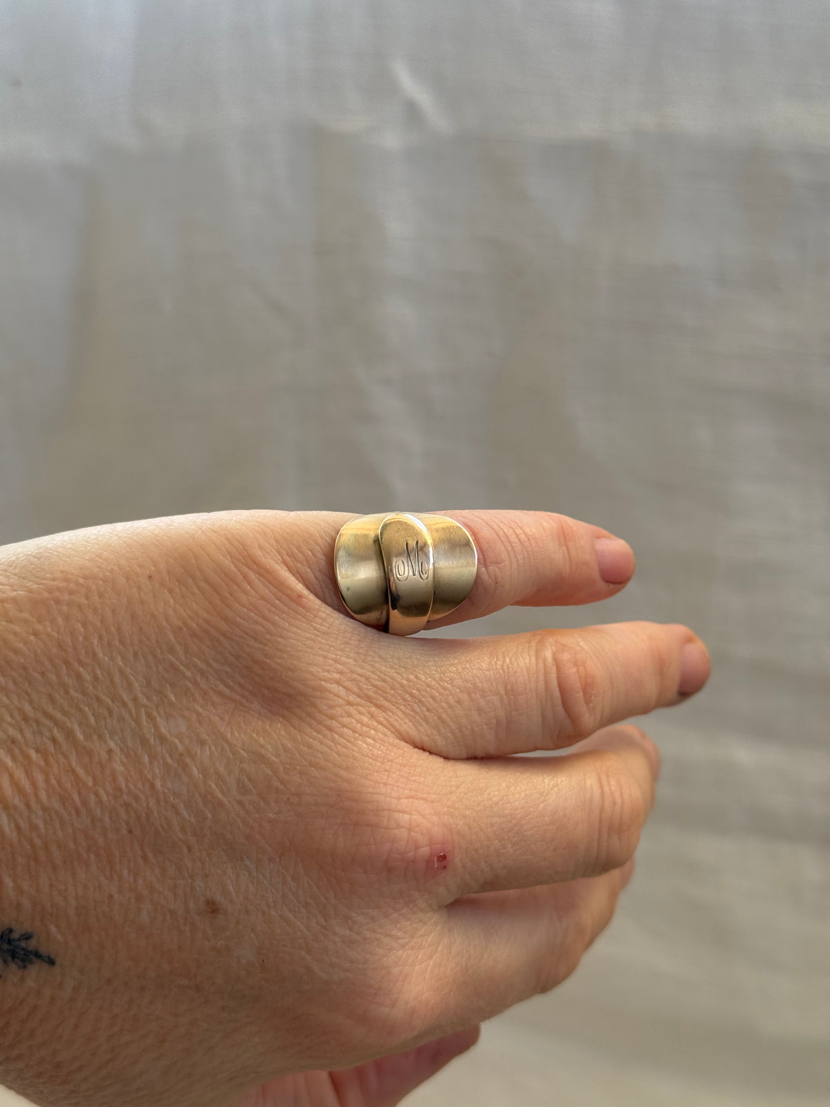 .1920s .375 .9ct solid rose gold rare treasure salt spoon signet ring