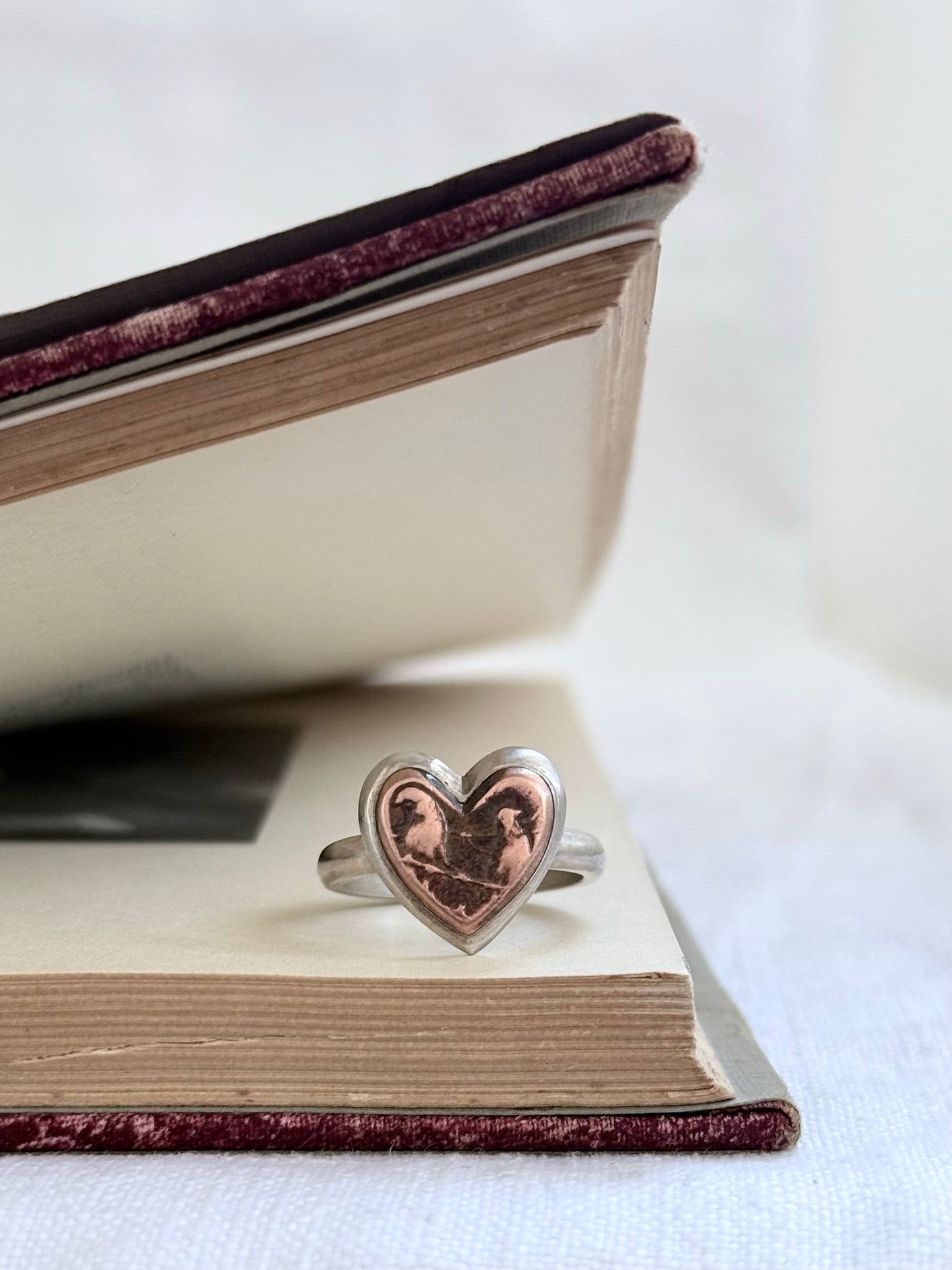.925 .1970s .1980s South African artisan made historical heart 1cent coin signet ring