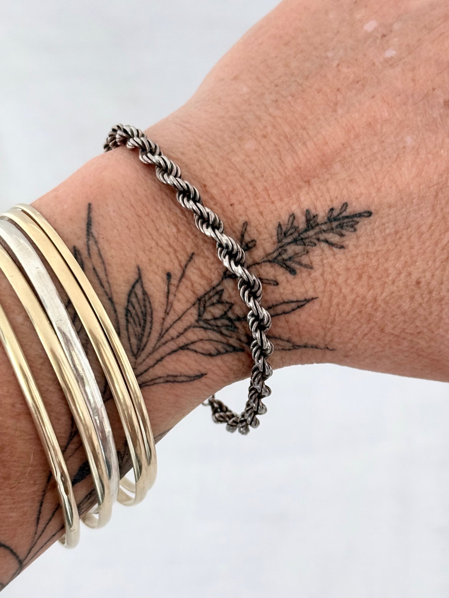 .18.5cm .925 rope weave chunky silver chain bracelet