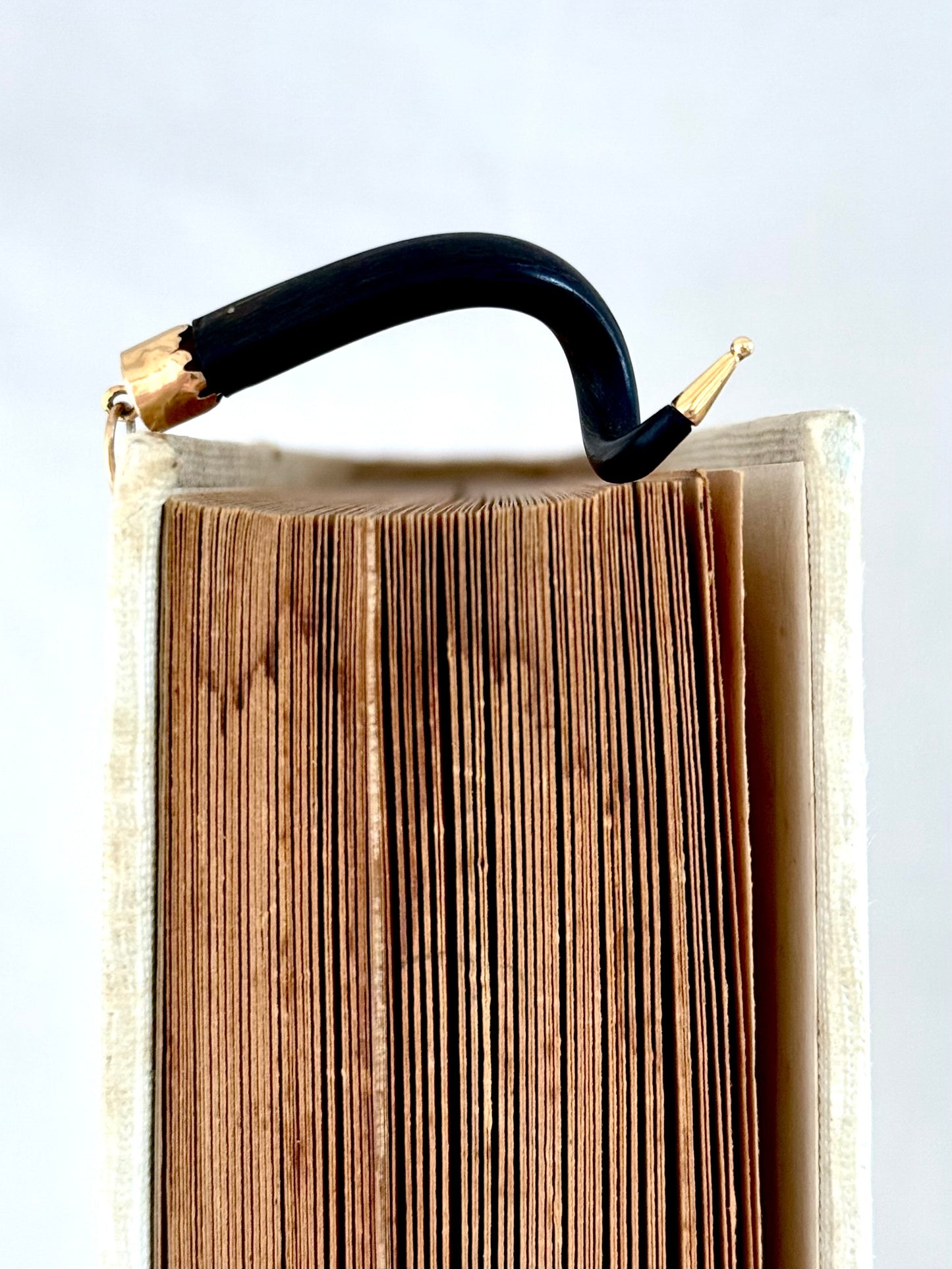 .14ct .1880s .1920s .585 gold and natural spiral twist horn amulet pendant