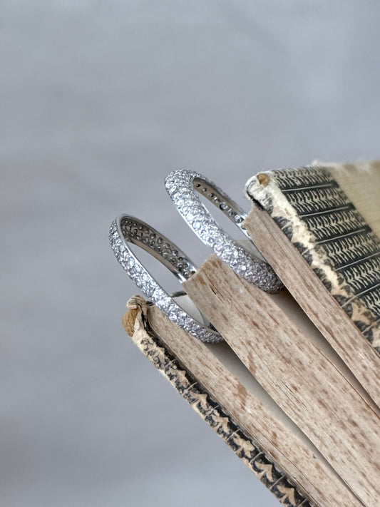 .18ct white gold 260 diamond domed 3 row Micropavé double ring band