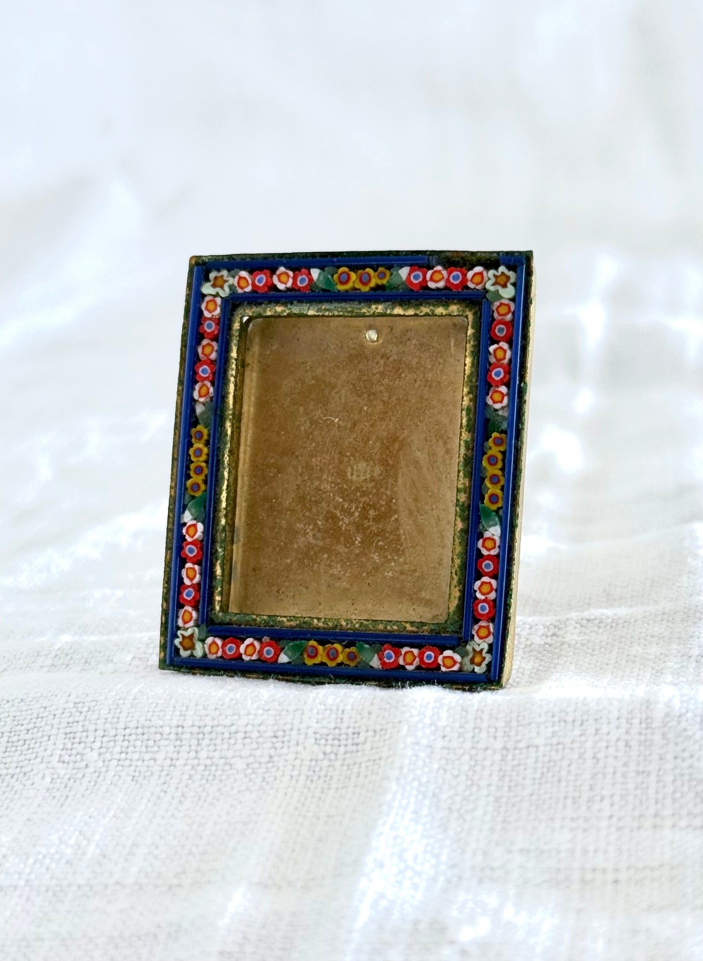 .1960s .1970s Italian Miniature Micro Mosaic Tiny Brass picture frame