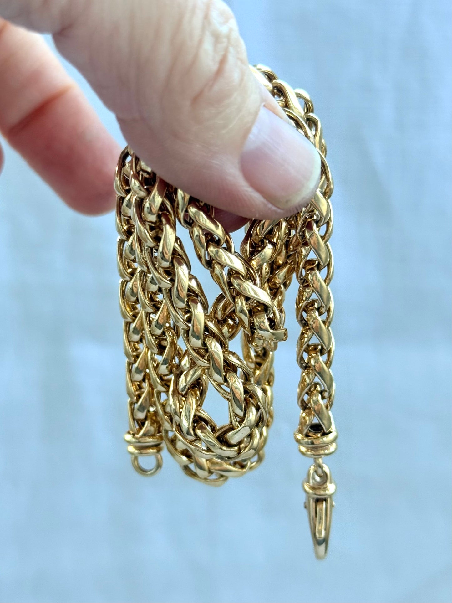 .1980s .1990s .375 gold .6mm wide modernist chunky yellow 9ct gold thick rope weave Italian luxurious gold chain necklace