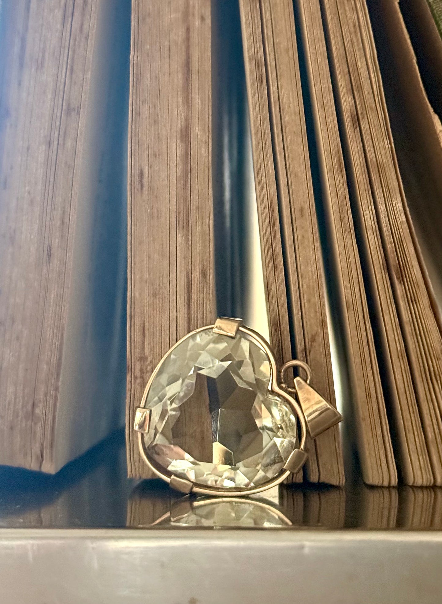 .1970s .1980s .25ct gemstone heart .9ct gold large heart light shade Smoky Quartz solid gold heart statement gemstone pendant