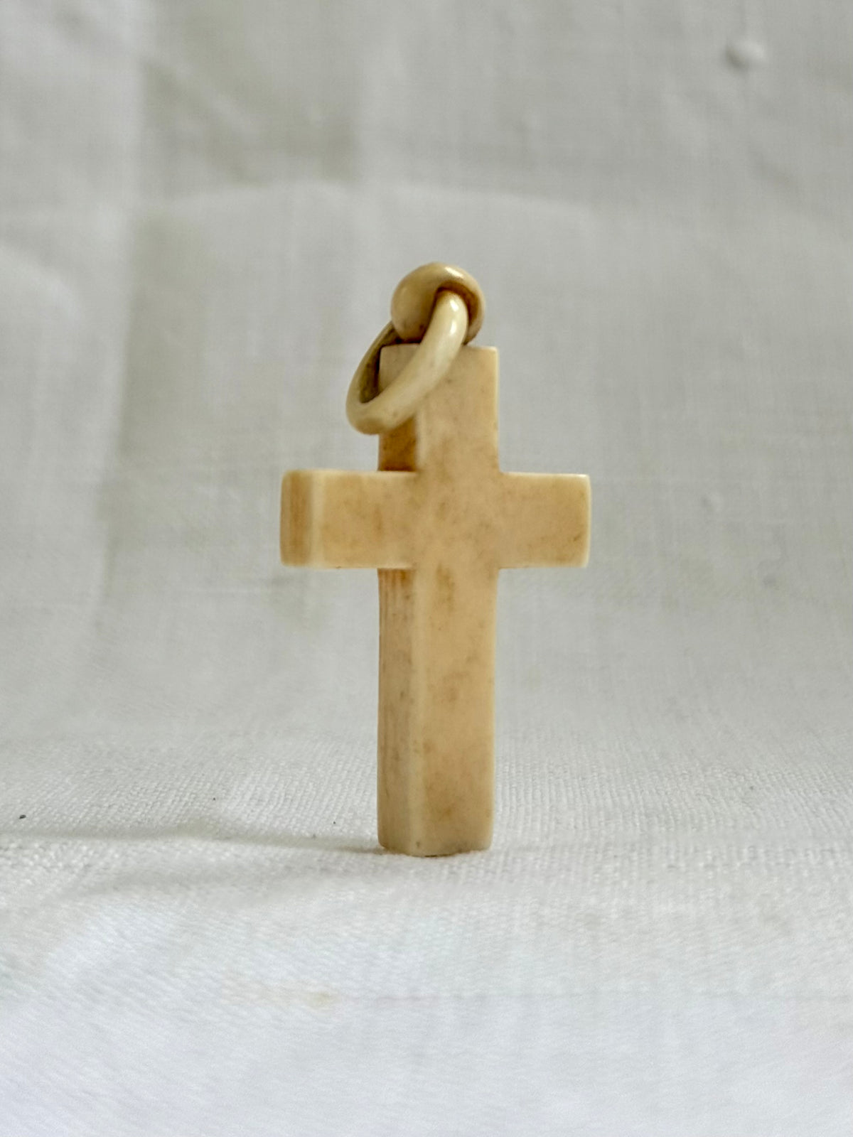 .1880s .1890s antique Victorian pre ban ivory hand carved cross pendant