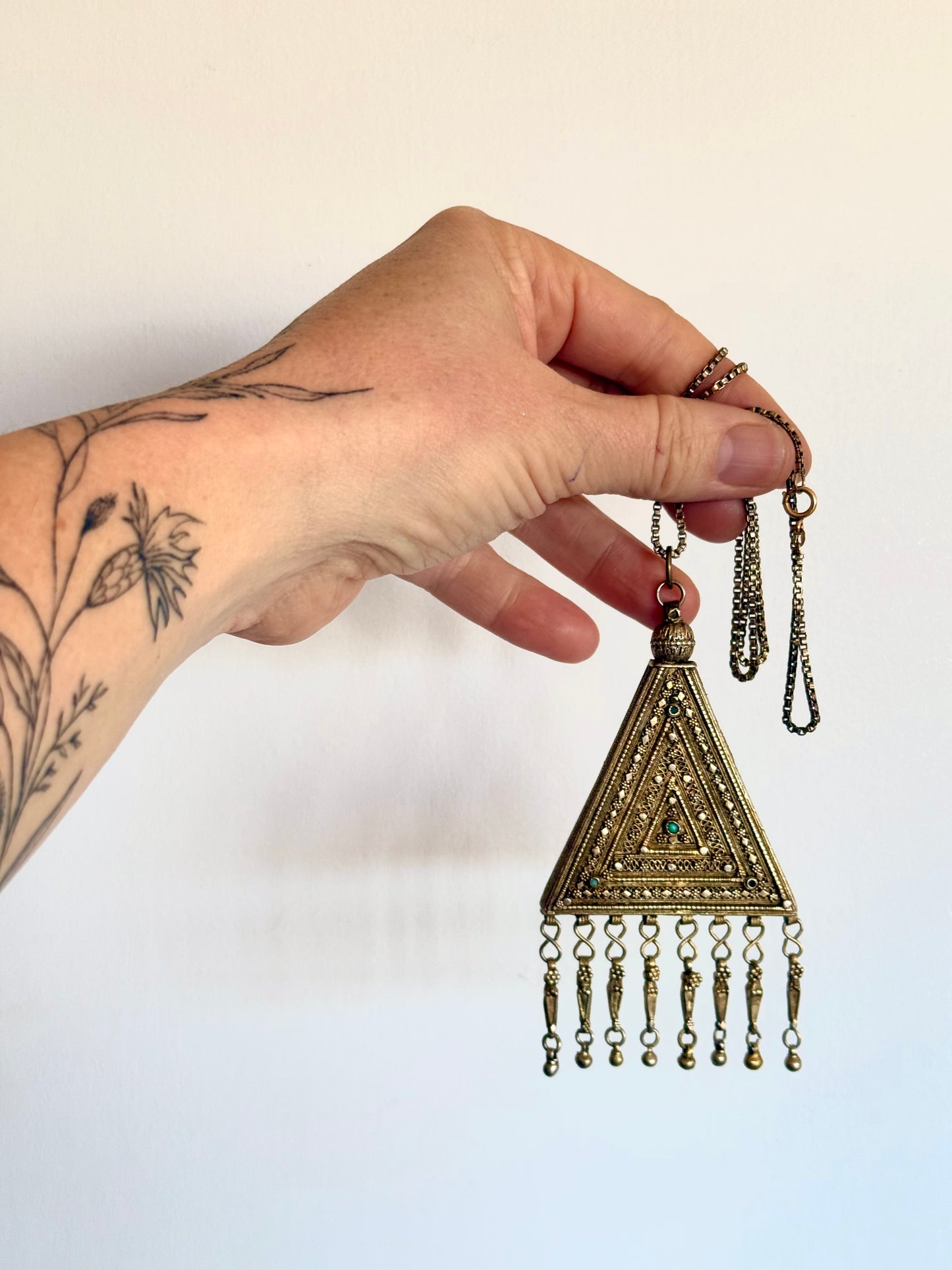 .925 Bezalel Yemenite filigree gilt silver amulet pendant