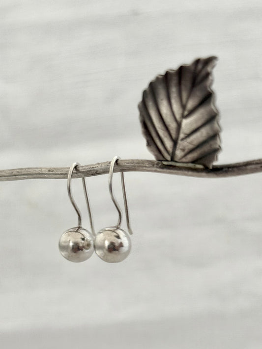 .8mm ball .925 modernist round ball dangle drop sterling silver round hook earrings