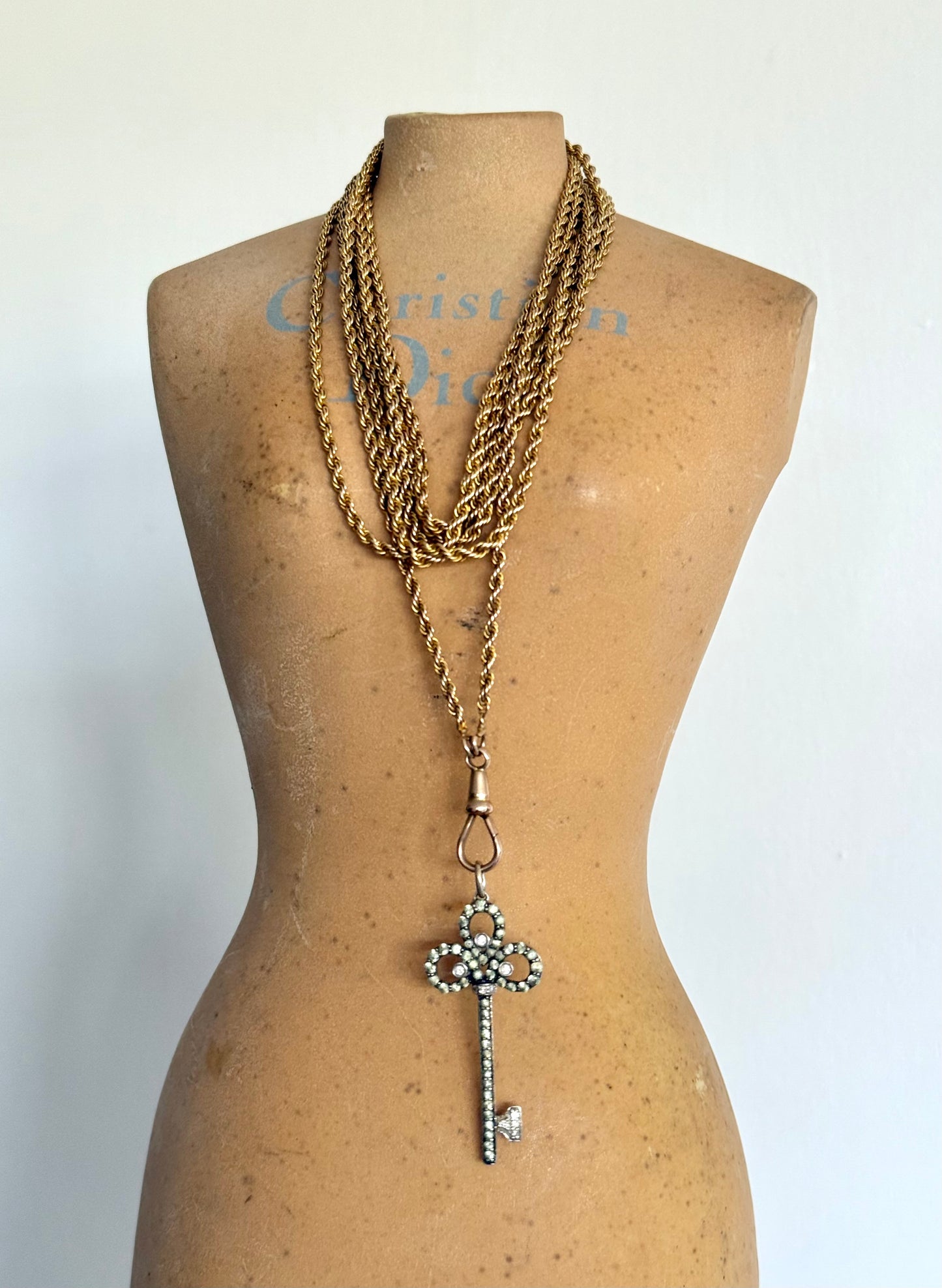 .1890s .1900s .9ct .138.50cm antique Edwardian gold long magnificent rope weave long guard muff chain necklace