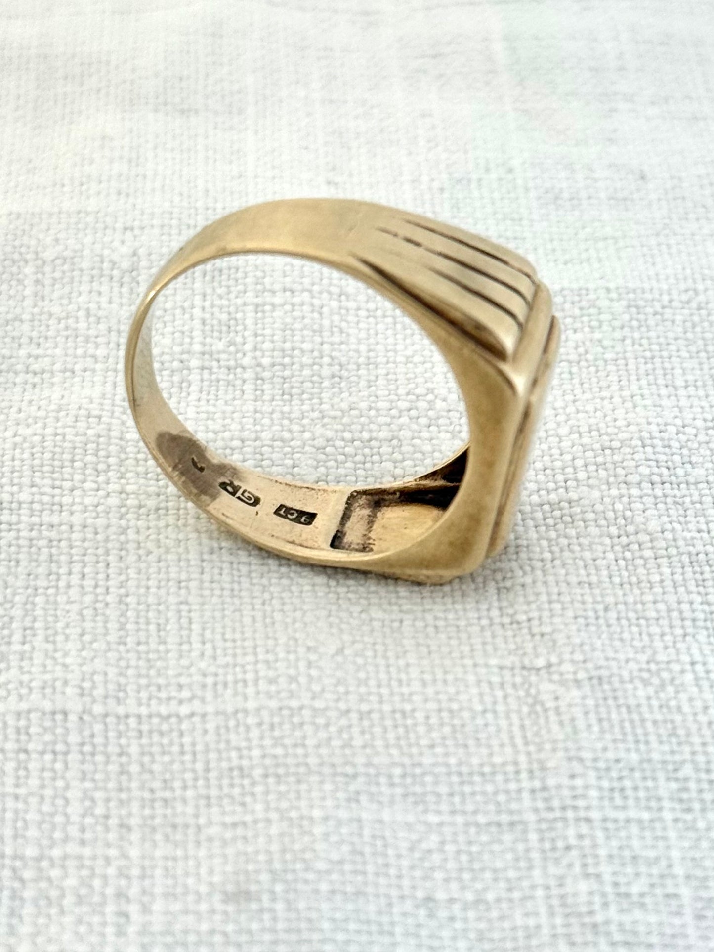 .1950s .1960s .375 .9ct architectural magnificent yellow gold mid century modern solid gold signet seal gold heirloom ring