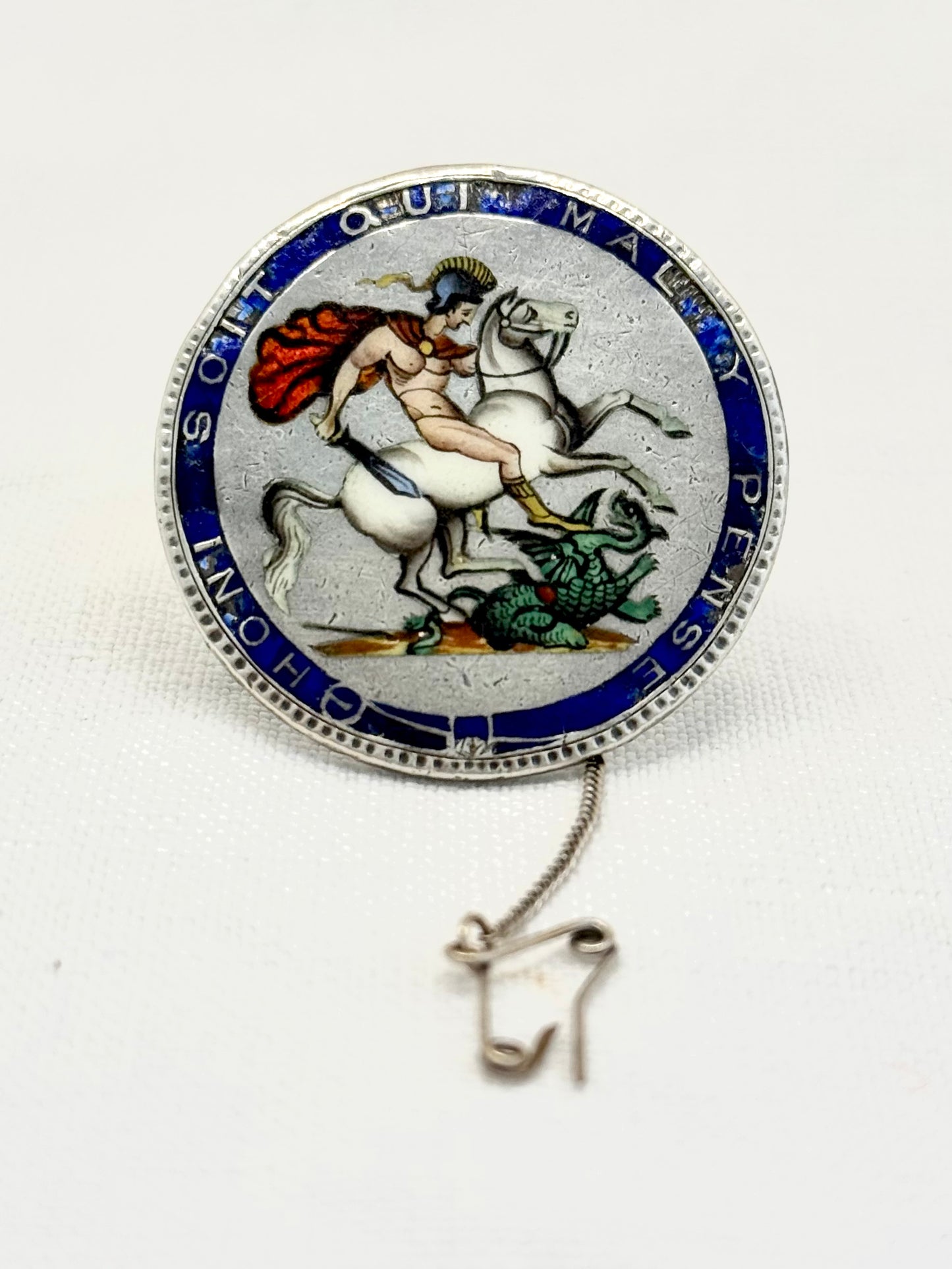 .1818 .1819 .1820 .925 antique Sterling silver George III Antique Solid Silver English Crown enamel collectors love token Georgian Coin Brooch