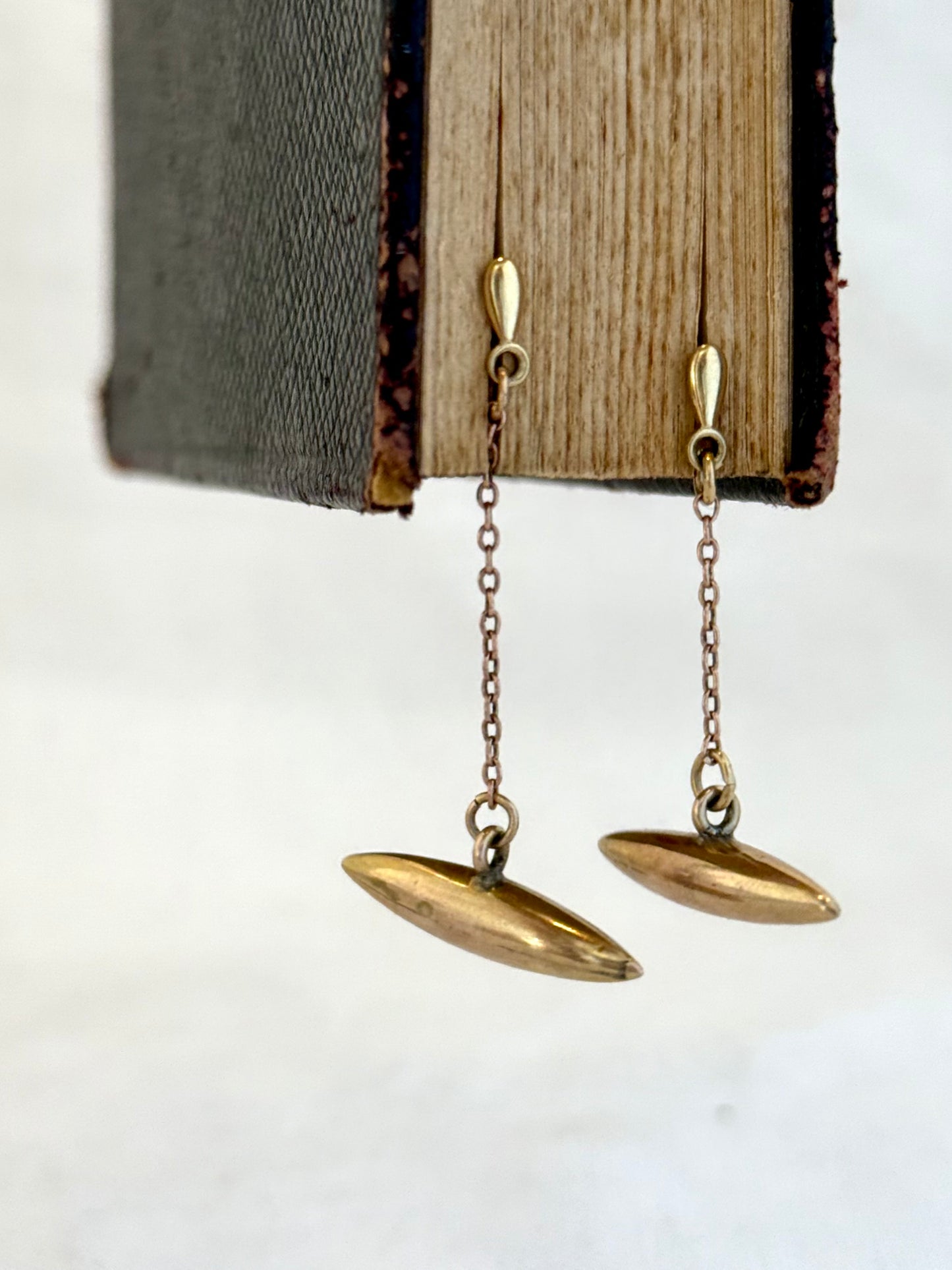 .375 9ct gold one of a kind torpedo drop gold dangle earrings