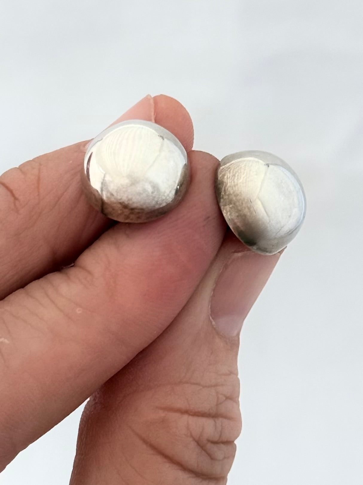 .1970s .1980s .925 domed button Classic sterling silver medium domed button circle post stud earrings