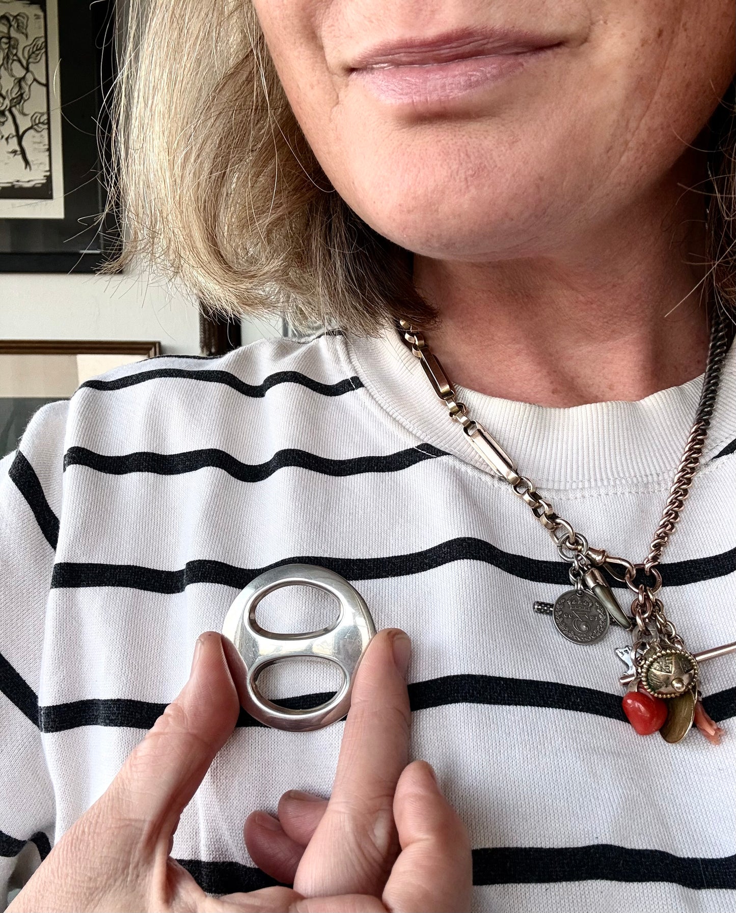 .1950s .925 Bernhard Herzt Danish Denmark Modernist designer silver brooch pendant scarf ring
