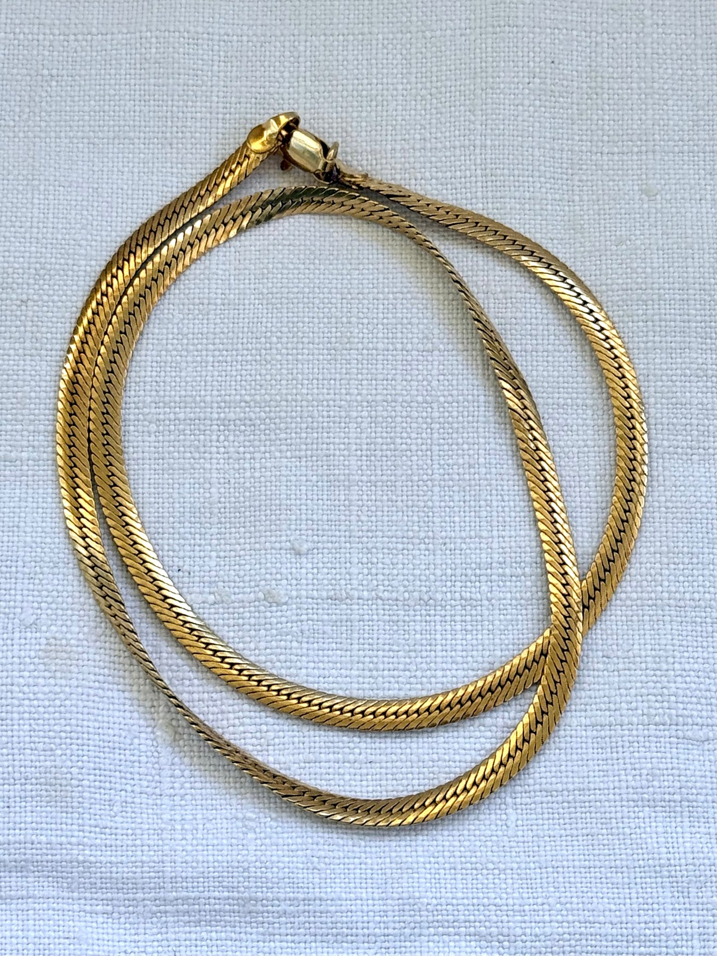 .1980s .375 .9ct gold modernist flat link solid luxury tight link flat link yellow gold classic snake chain link luxury 4mm wide gold chain necklace