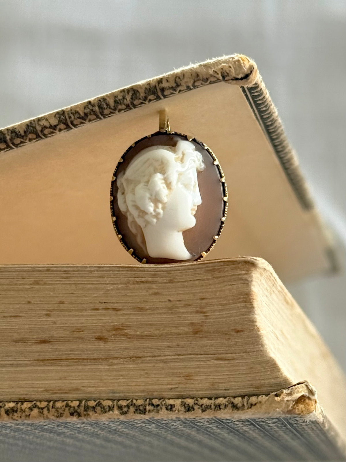 .1840s .1850s antique .18ct .20ct bright gold rare high relief Grecian aquiline dame hand carved true antique cameo pendant