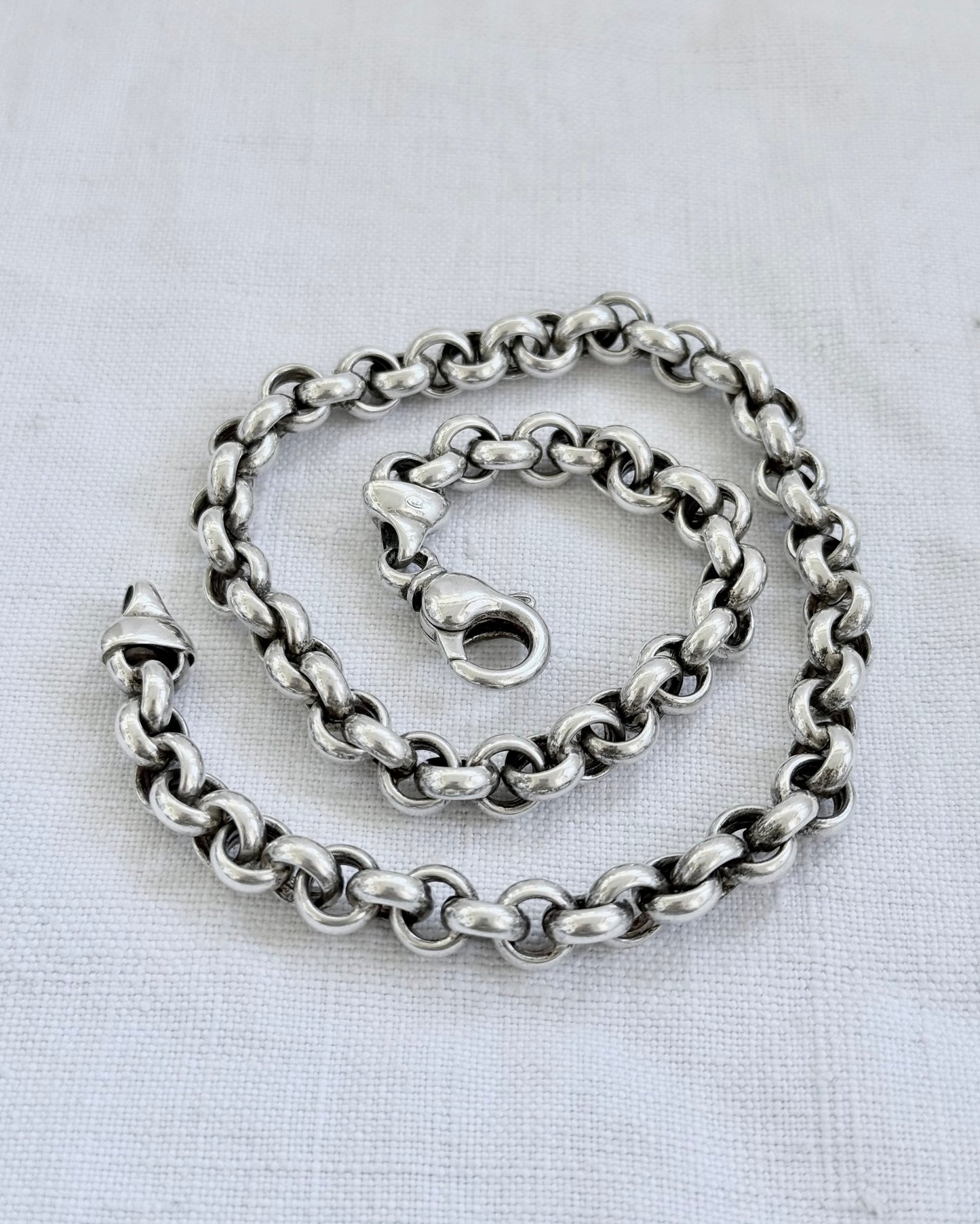 .925 classic modernist silver set chunky sterling silver oversized Rolo link modern lobster clasp modern silver chain necklace