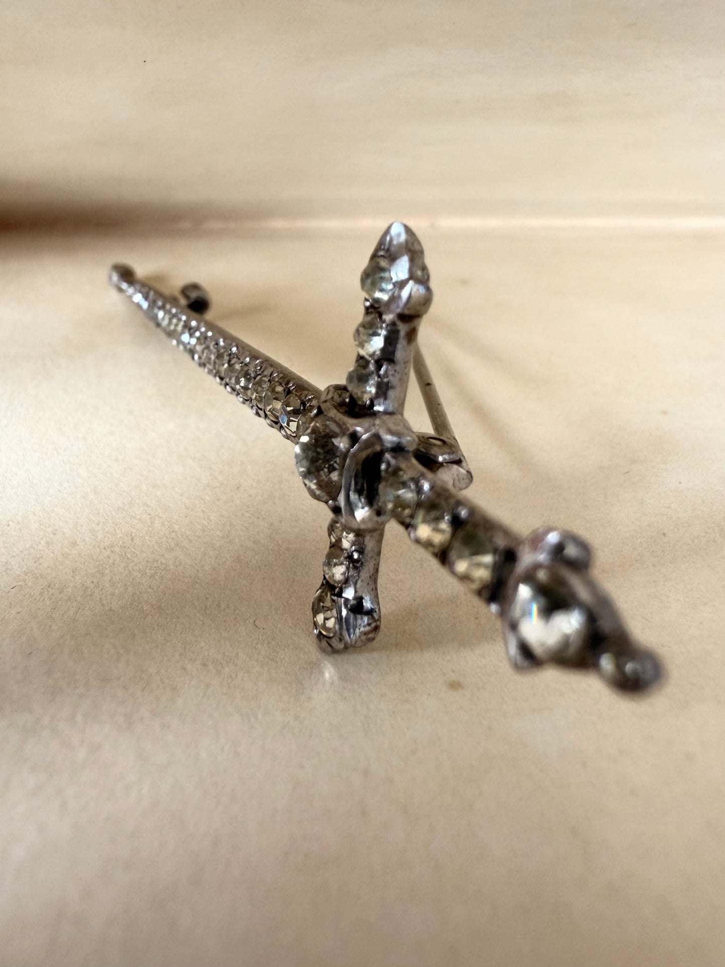 .925 1890s 1900s 1920s Dagger brooch Victorian revival diamond paste highly collectable sterling silver Sword Dagger brooch pin