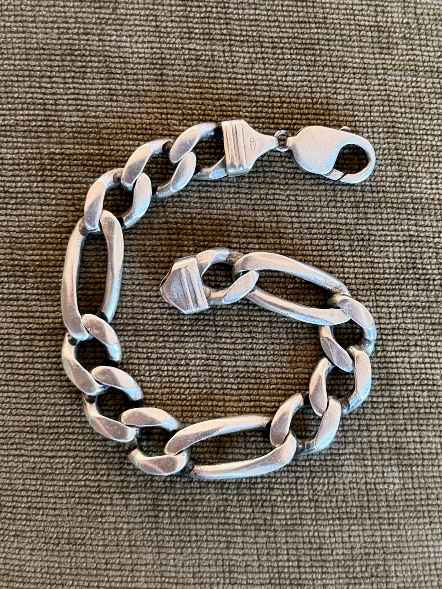 .1980s .1990s ultra chunky wide link solid figaro modernist link classic link sterling silver chain bracelet