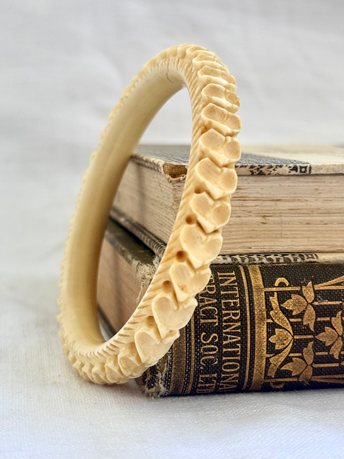 .1800s antique Victorian Romantic hearts love token pre ban ivory bone hand carved Victorian hearts finely pierced high detail carved ivory bone heirloom stack bangle