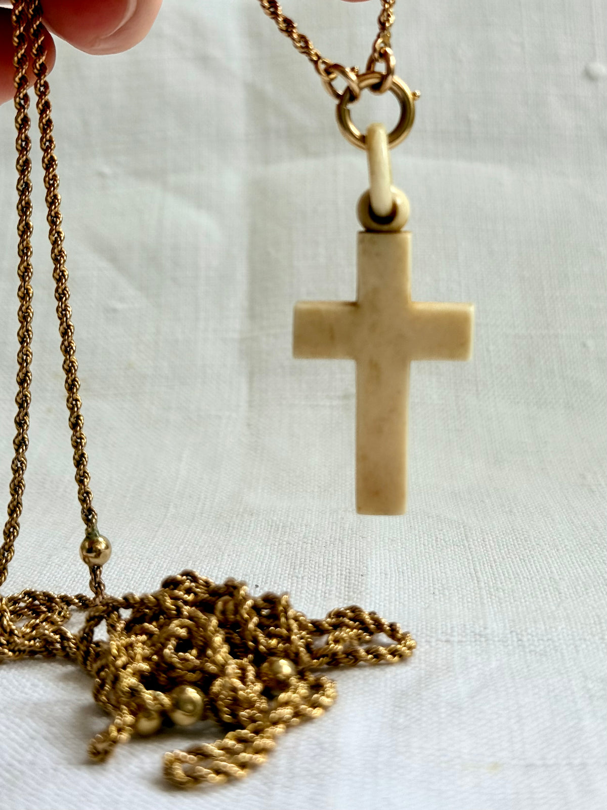 .1880s .1890s antique Victorian pre ban ivory hand carved cross pendant