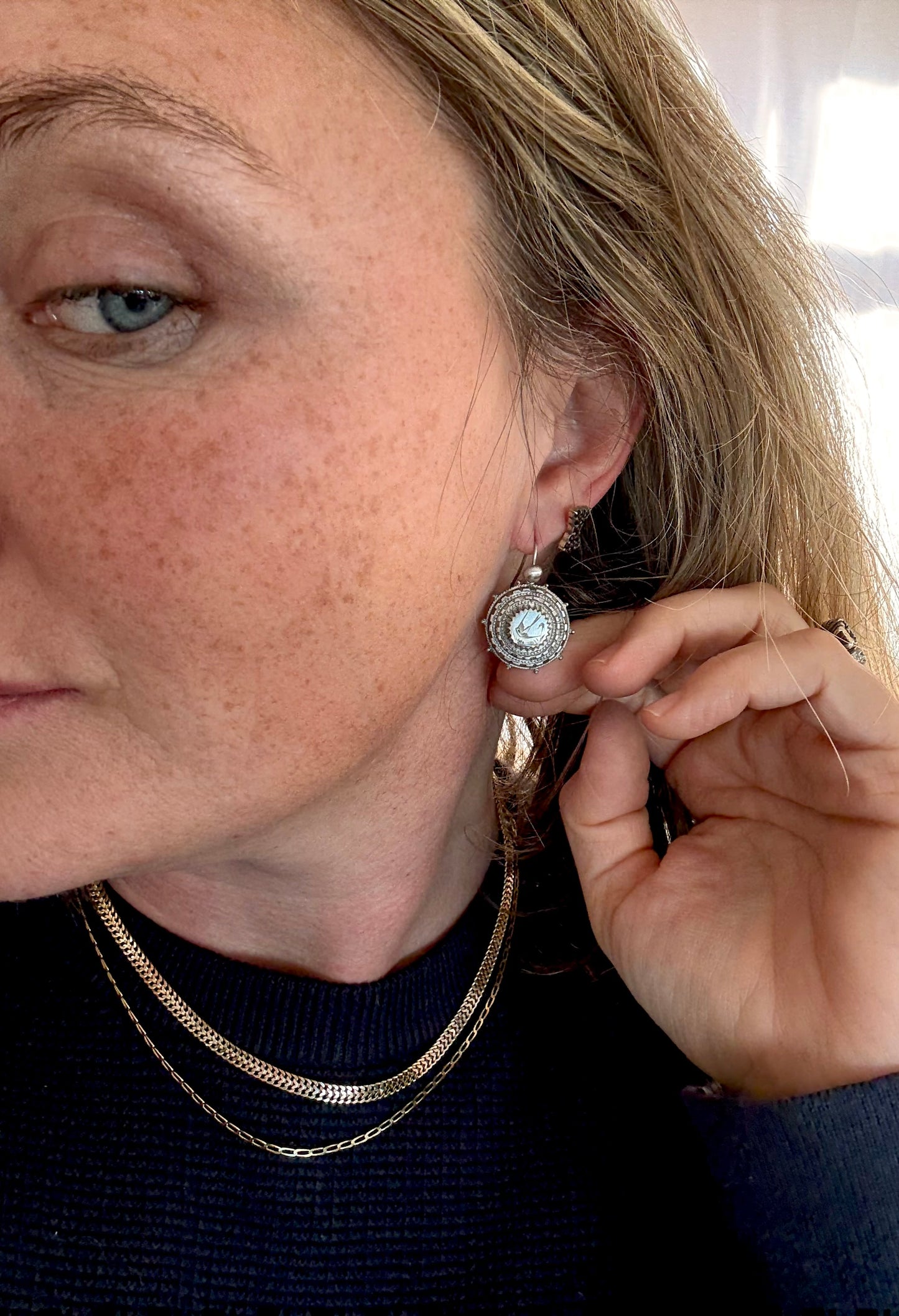 .1870s .1890s .925 Aesthetic Movement Etruscan revival rare and magnificent Victorian antique silver swallow bird sweetheart drop earrings