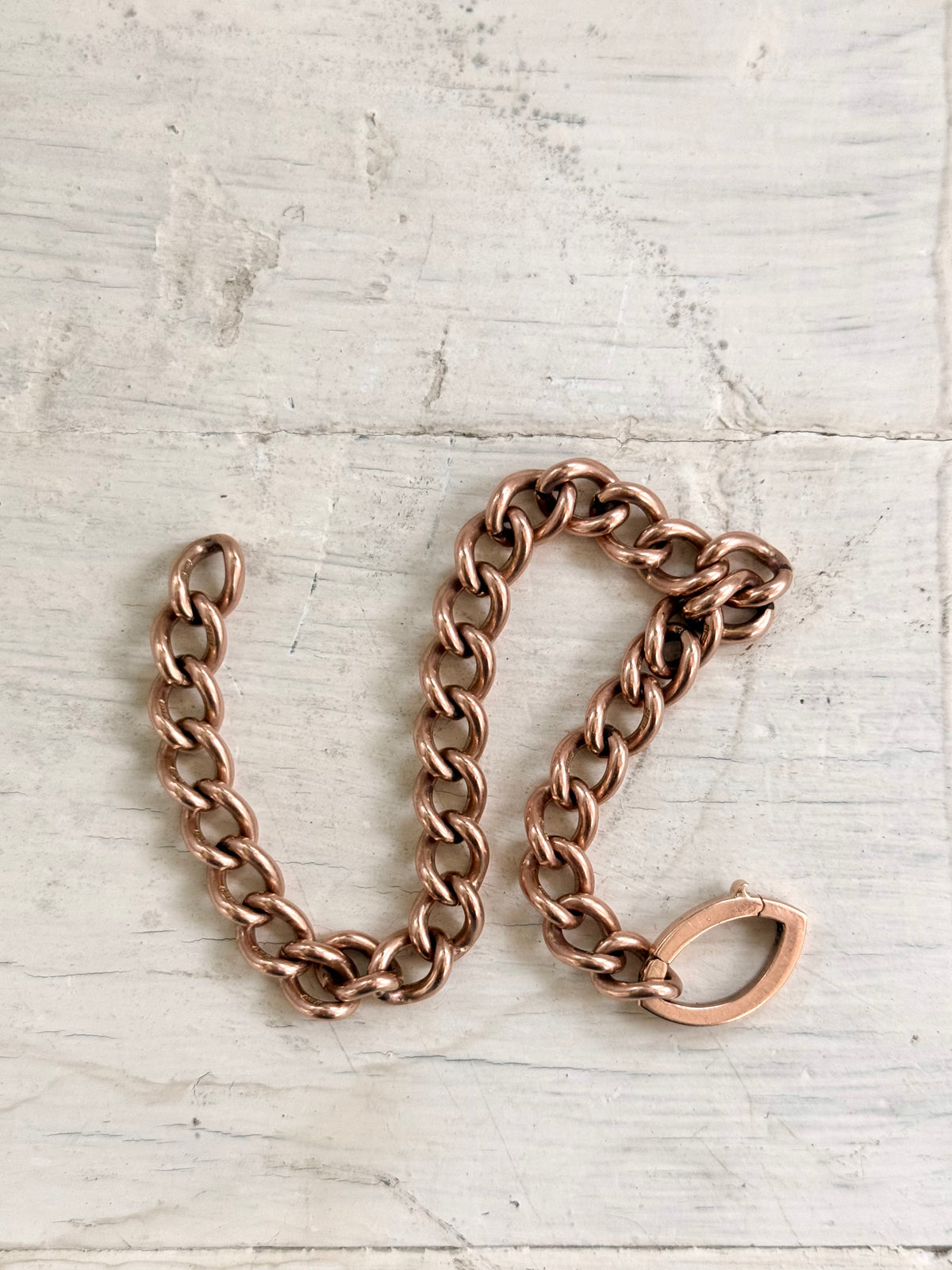 .375 .9ct heirloom classic solid rose gold hallmarked fob chain curb chain bracelet extension chain