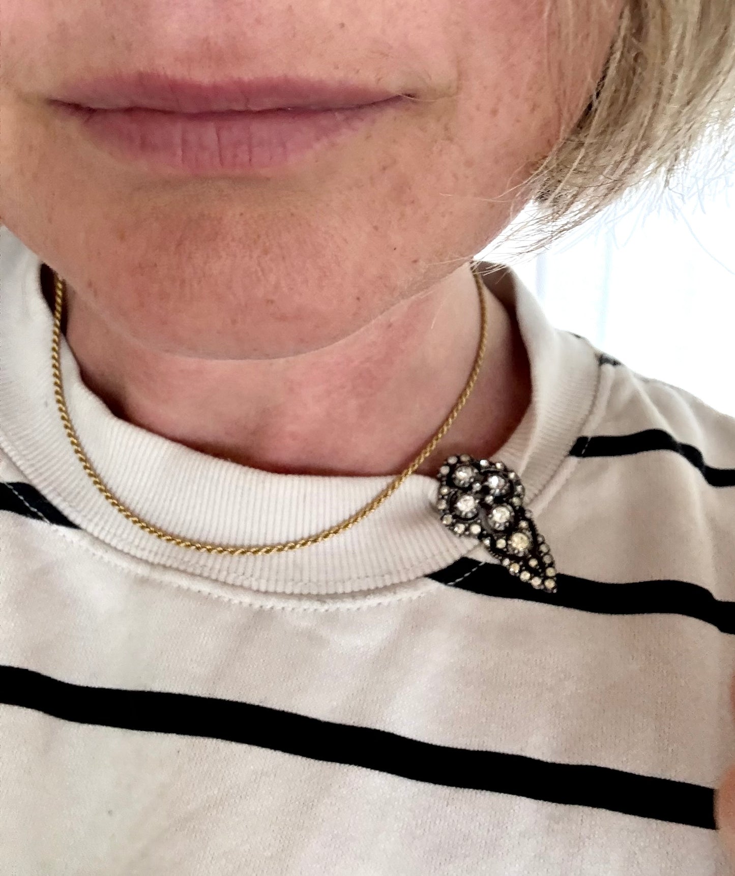 .1920s .1930s .935 antique Art Deco French silver diamond paste gemstone clip dress clasp lapel collar brooch pendant