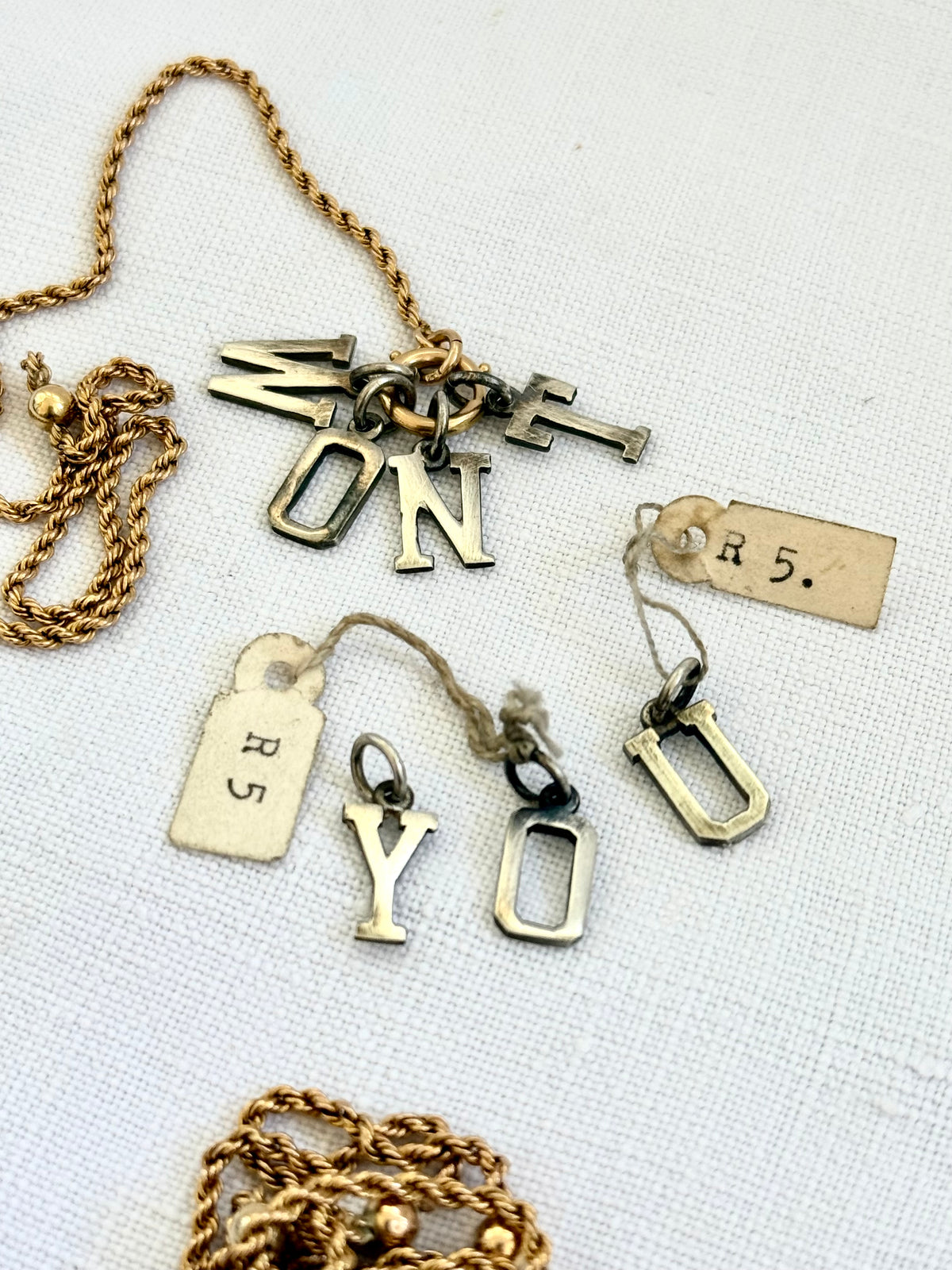 .925 vintage N capital letter pendants