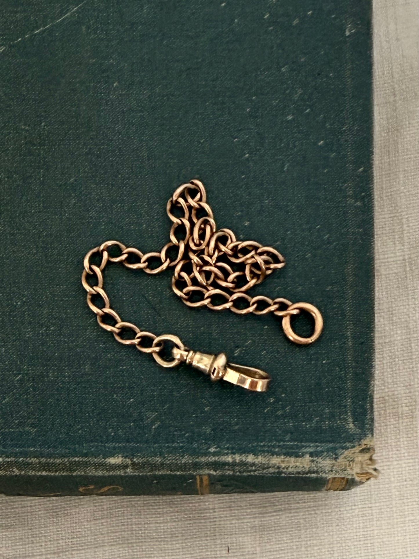 .1890s .1900s .9ct buttery Edwardian gold fob chain charm bracelet with original dog clasp fob clasp