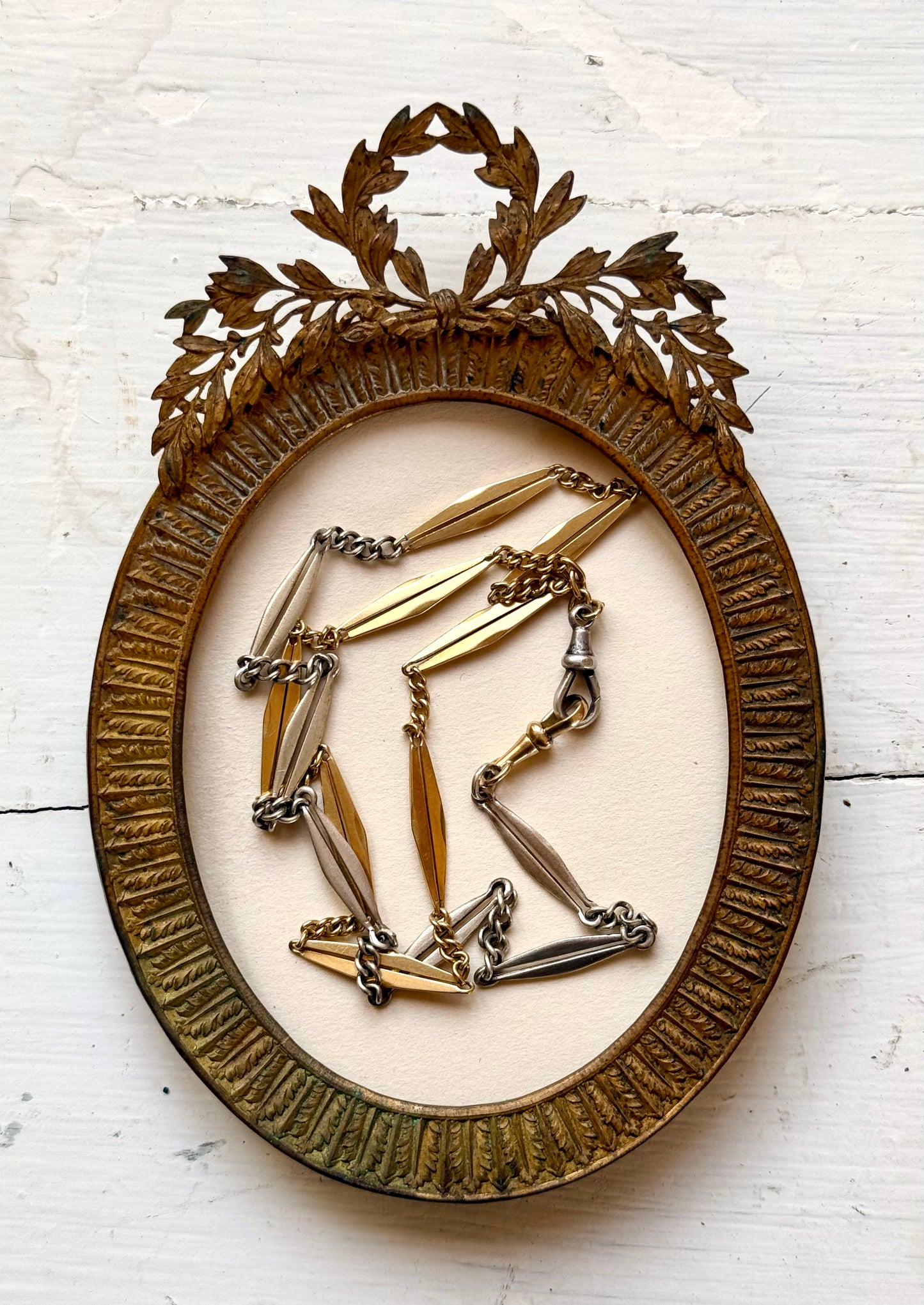 .18ct .1890s .1900s antique rare beautiful French yellow gold and silver Art Nouveau Belle Epoque era fancy link bevelled diamond link 750 gold and 925 silver chain link necklace