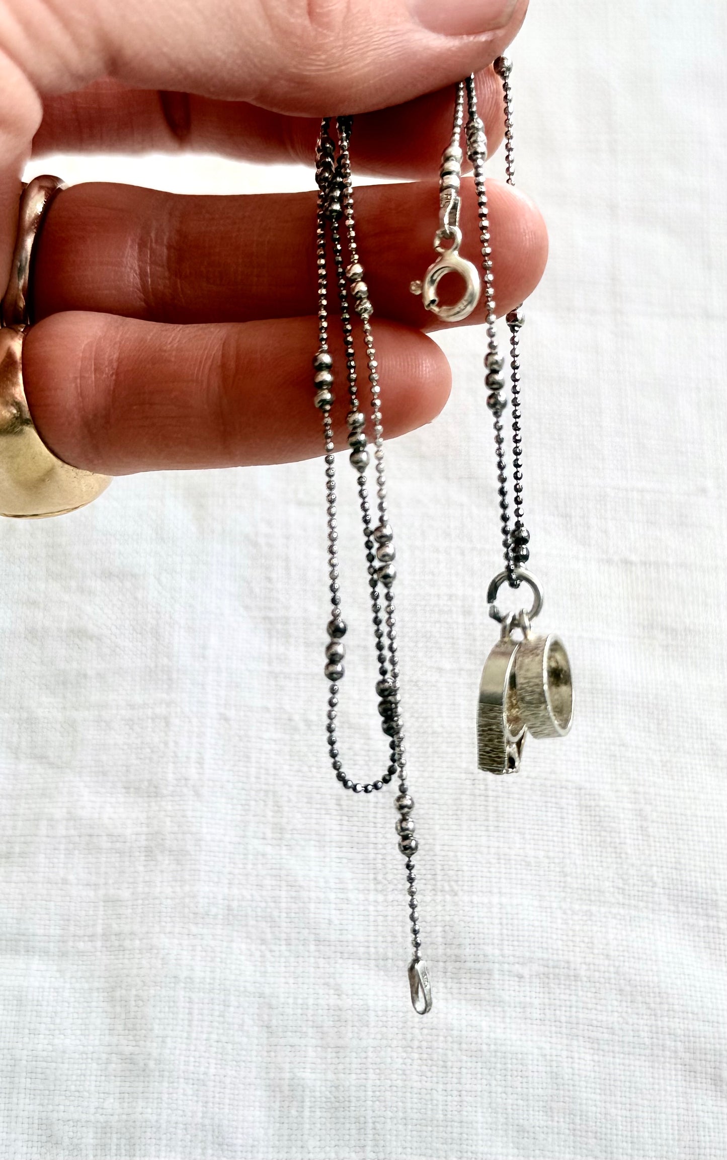 .1970s .925 Miniature wedding ring commitment ring silver retro diamanté ring token charm pendant