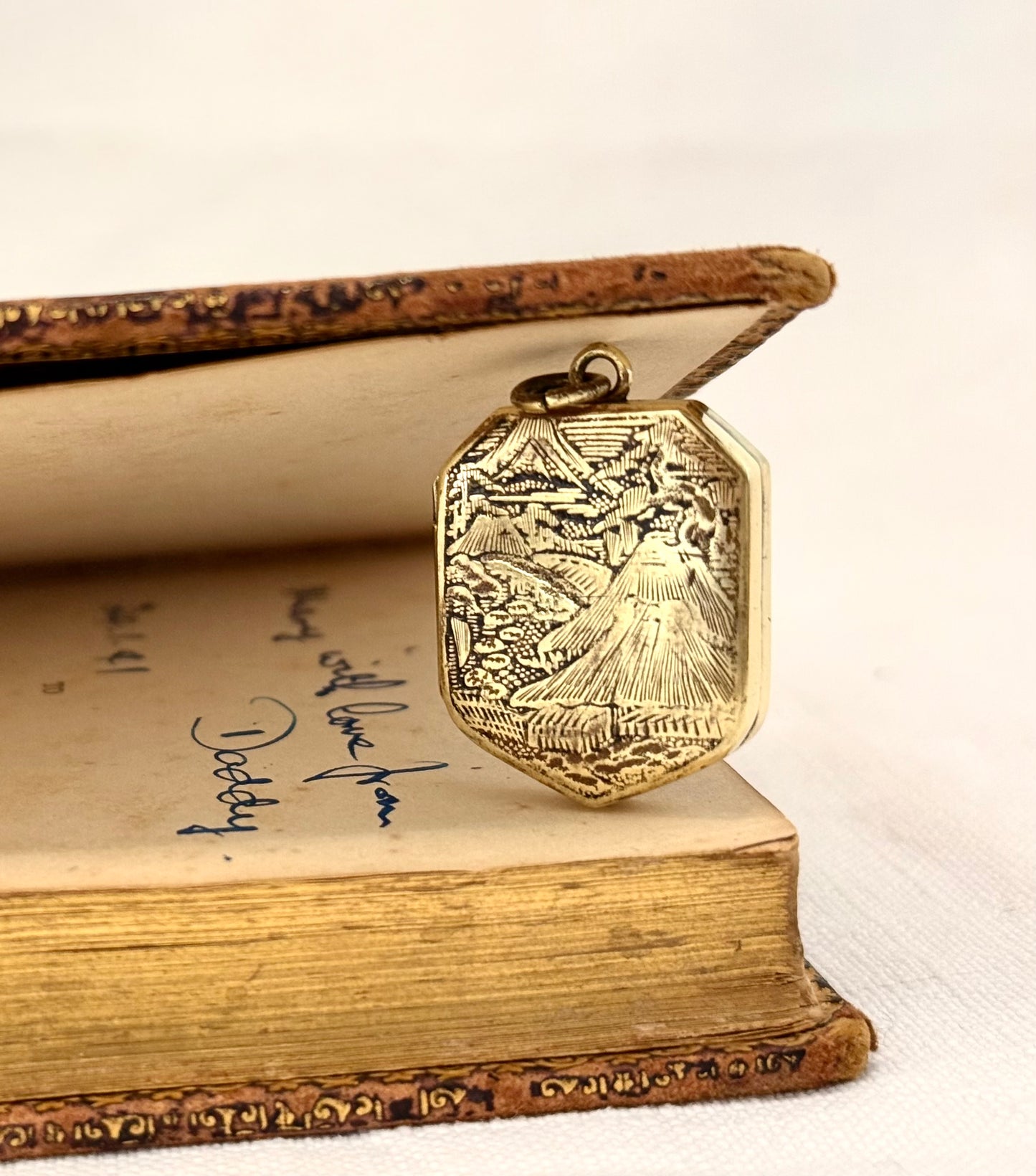 .1880s .1890s Antique rare and desirable Japanese Bronze Gold enamel Shakudo inlay artisan pendant locket