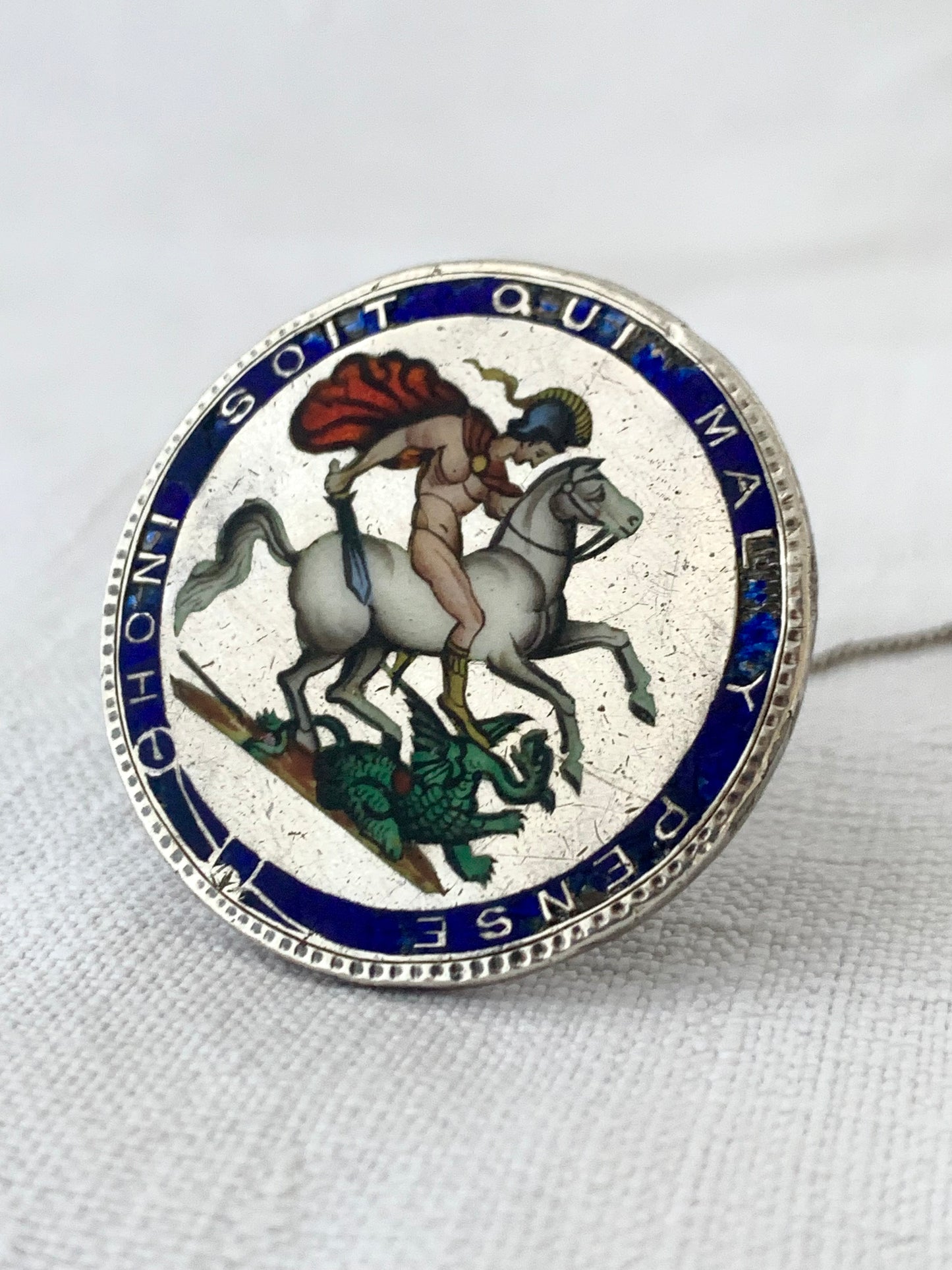 .1818 .1819 .1820 .925 antique Sterling silver George III Antique Solid Silver English Crown enamel collectors love token Georgian Coin Brooch