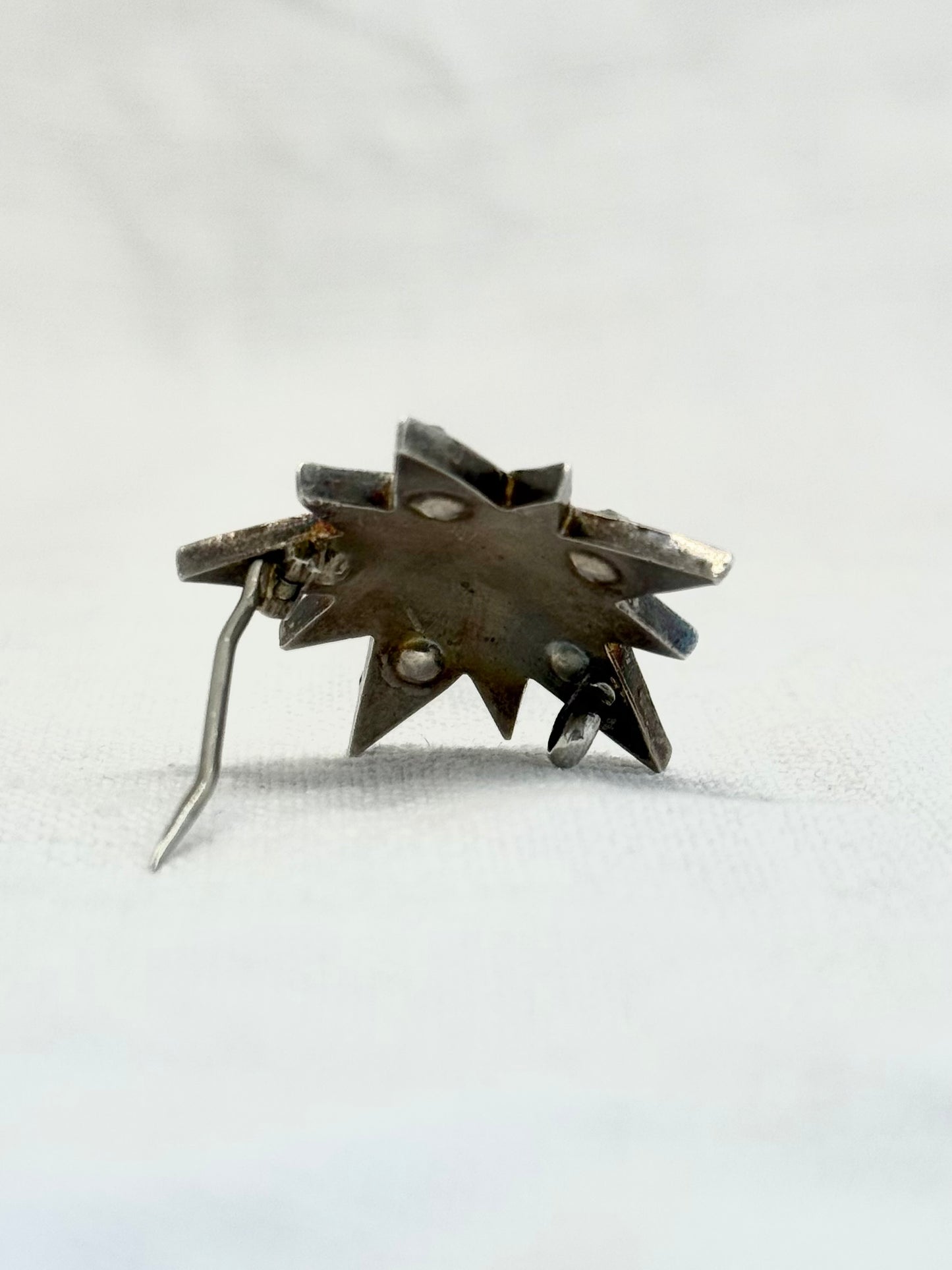 .1890s .1900s antique .925 silver Victorian Edwardian Celestial starburst star bright hand cut paste gemstone true antique star brooch